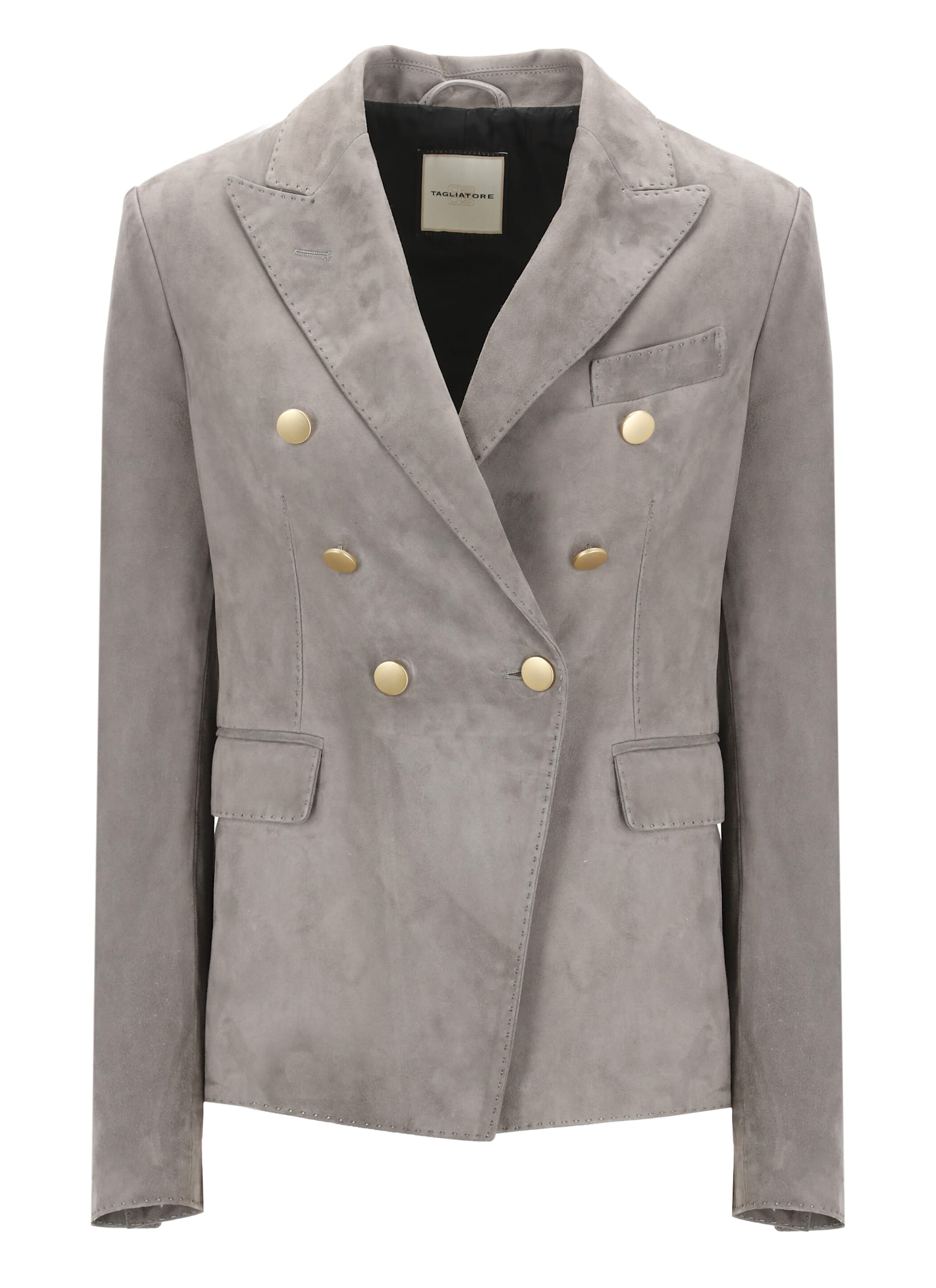 Shop Tagliatore Lizzie Leather Blazer In Grey