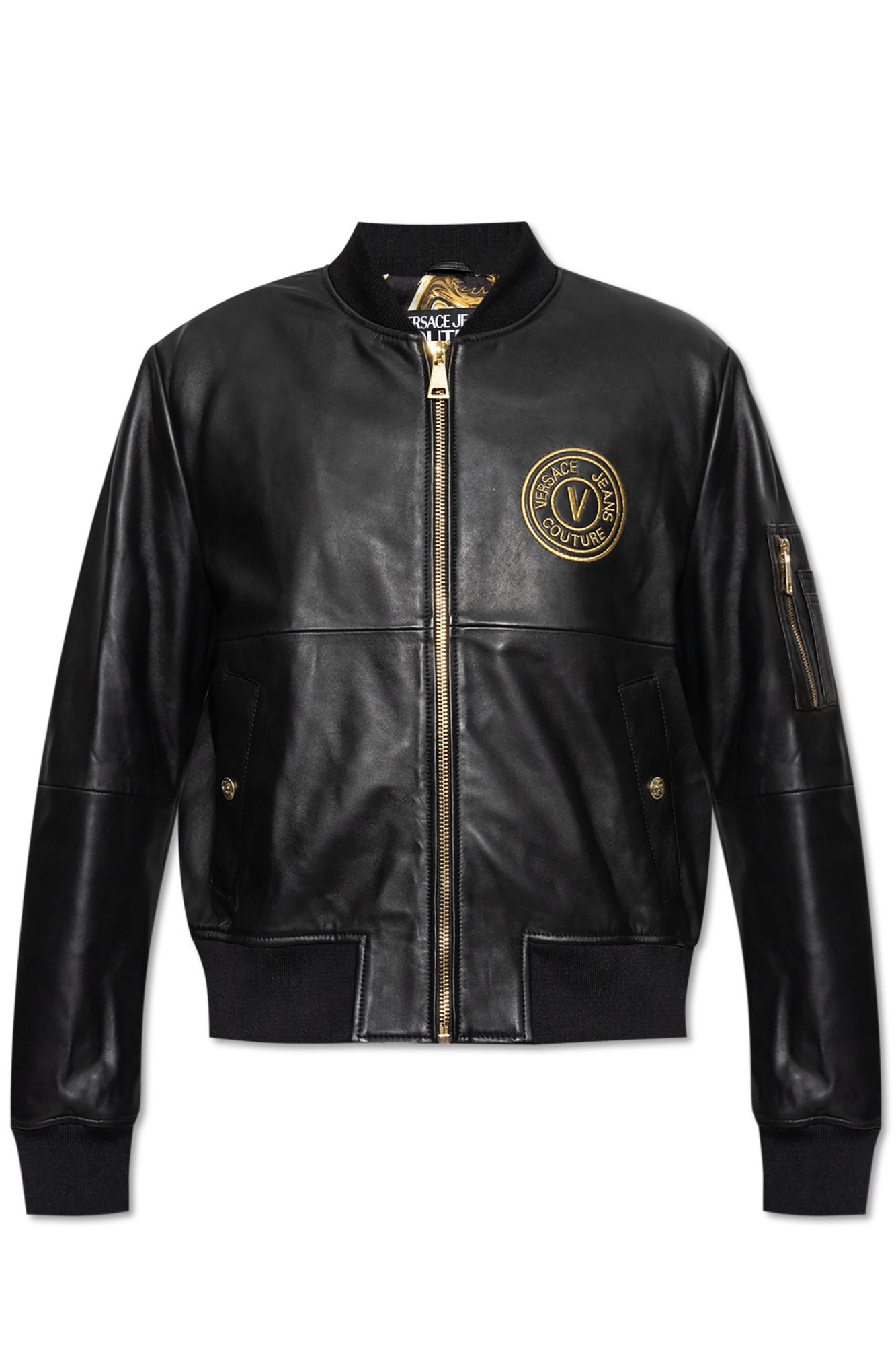 Shop Versace Jeans Couture Jacket With Logo In Black