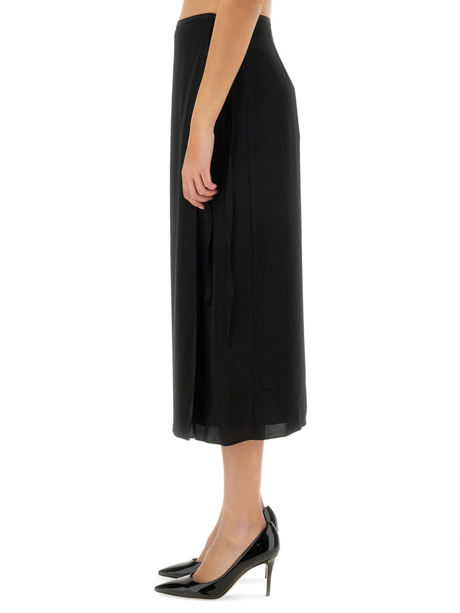 Theory Trouser Linen Midi Skirt In Black