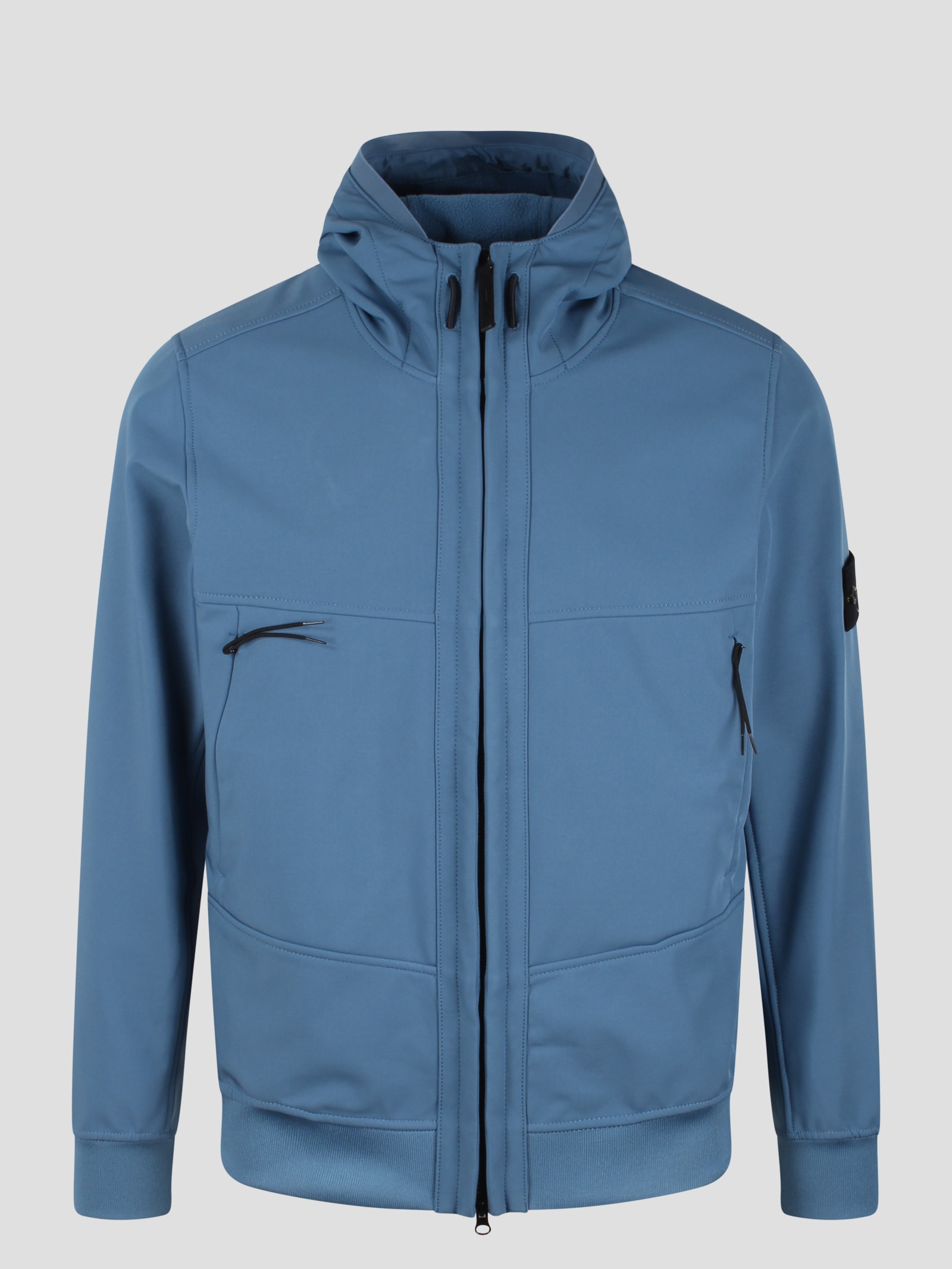 Shop Stone Island Soft Shell- Technology Hooded Jacket In Blue