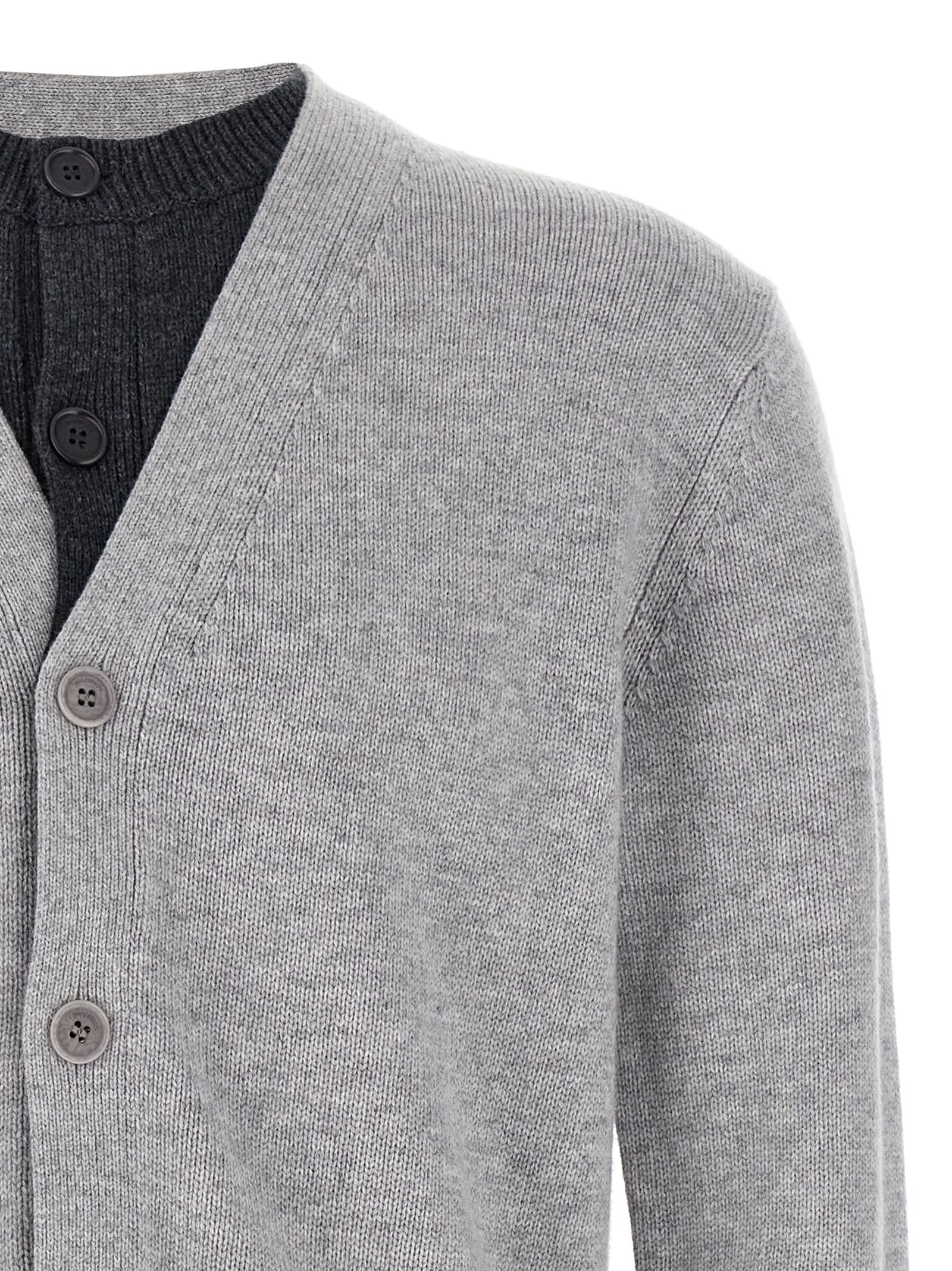 Jw Anderson Contrast Layered Cardigan In Gray