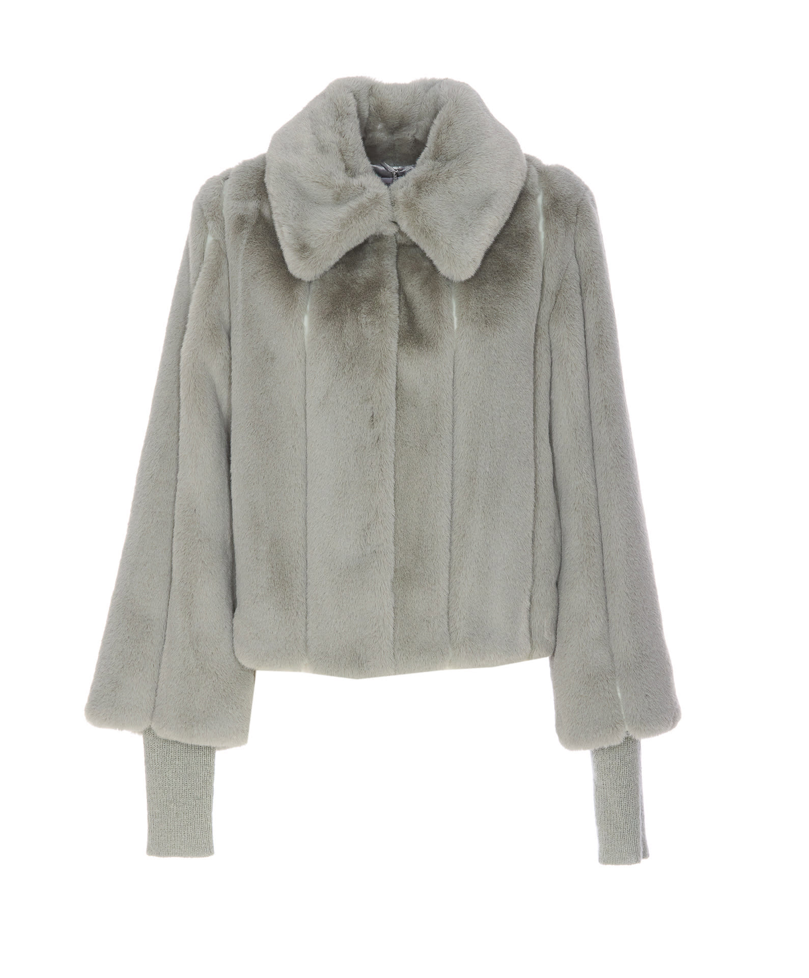 Shop Patrizia Pepe Fake Fur Jacket In Grey