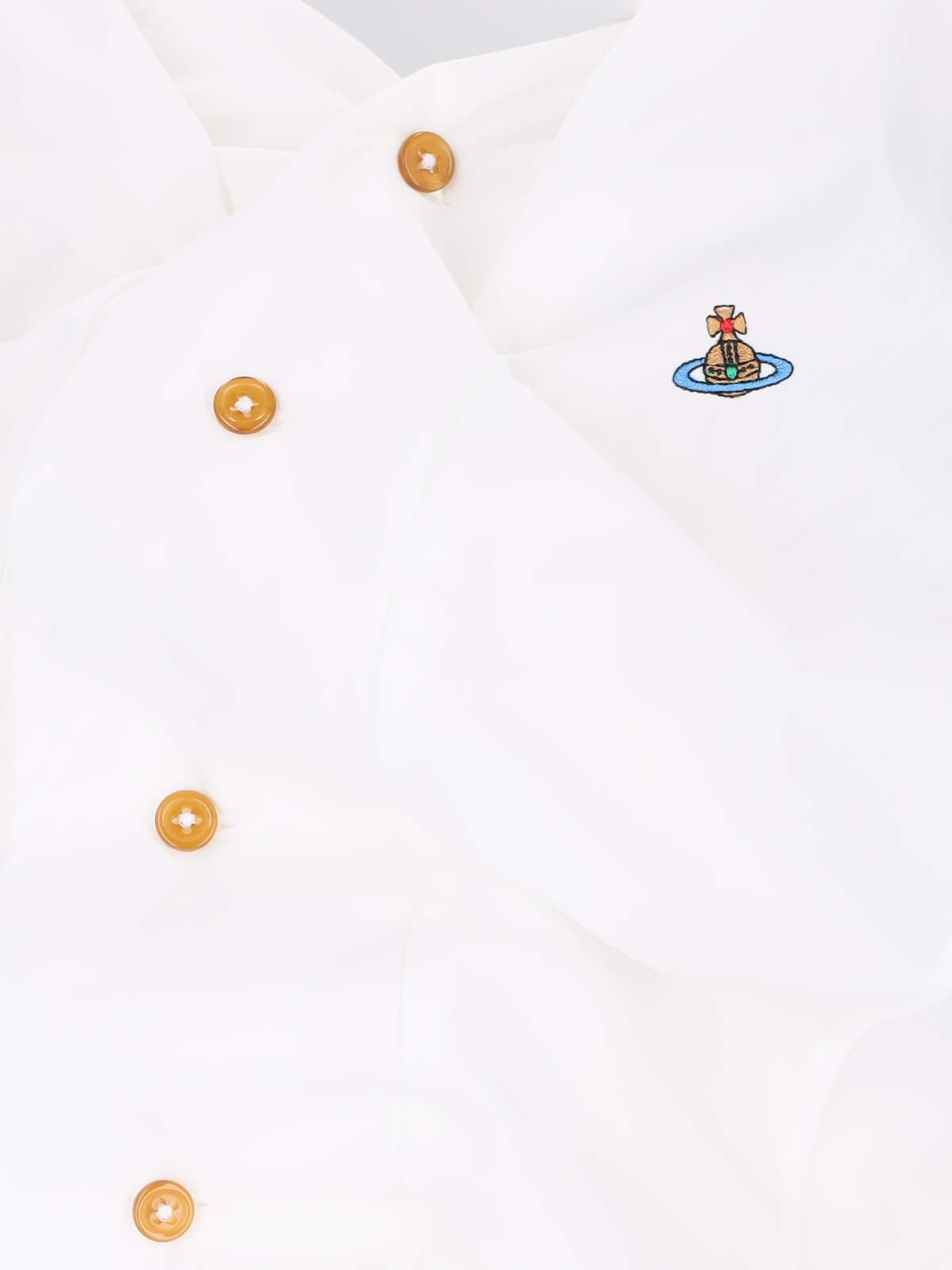 Vivienne Westwood Distorted Silhouette White Cotton Shirt With Asymmetrical Hem In White