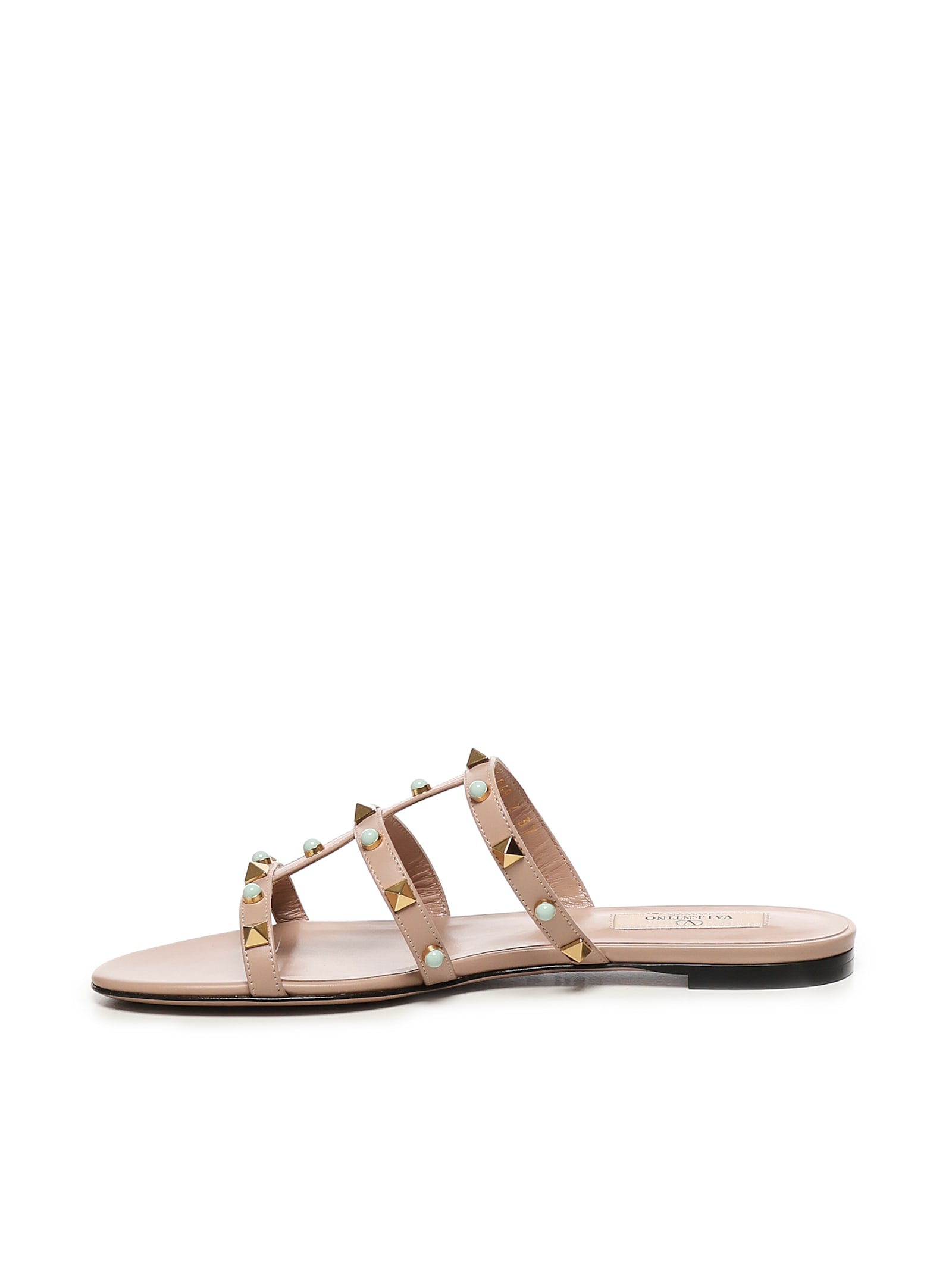 VALENTINO GARAVANI ROCKSTUD LEATHER SLIDE