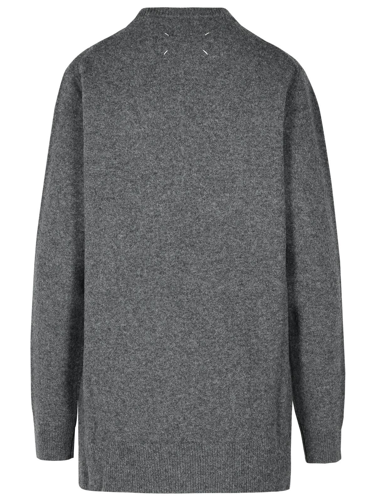 Shop Maison Margiela Over Grey Wool Sweater