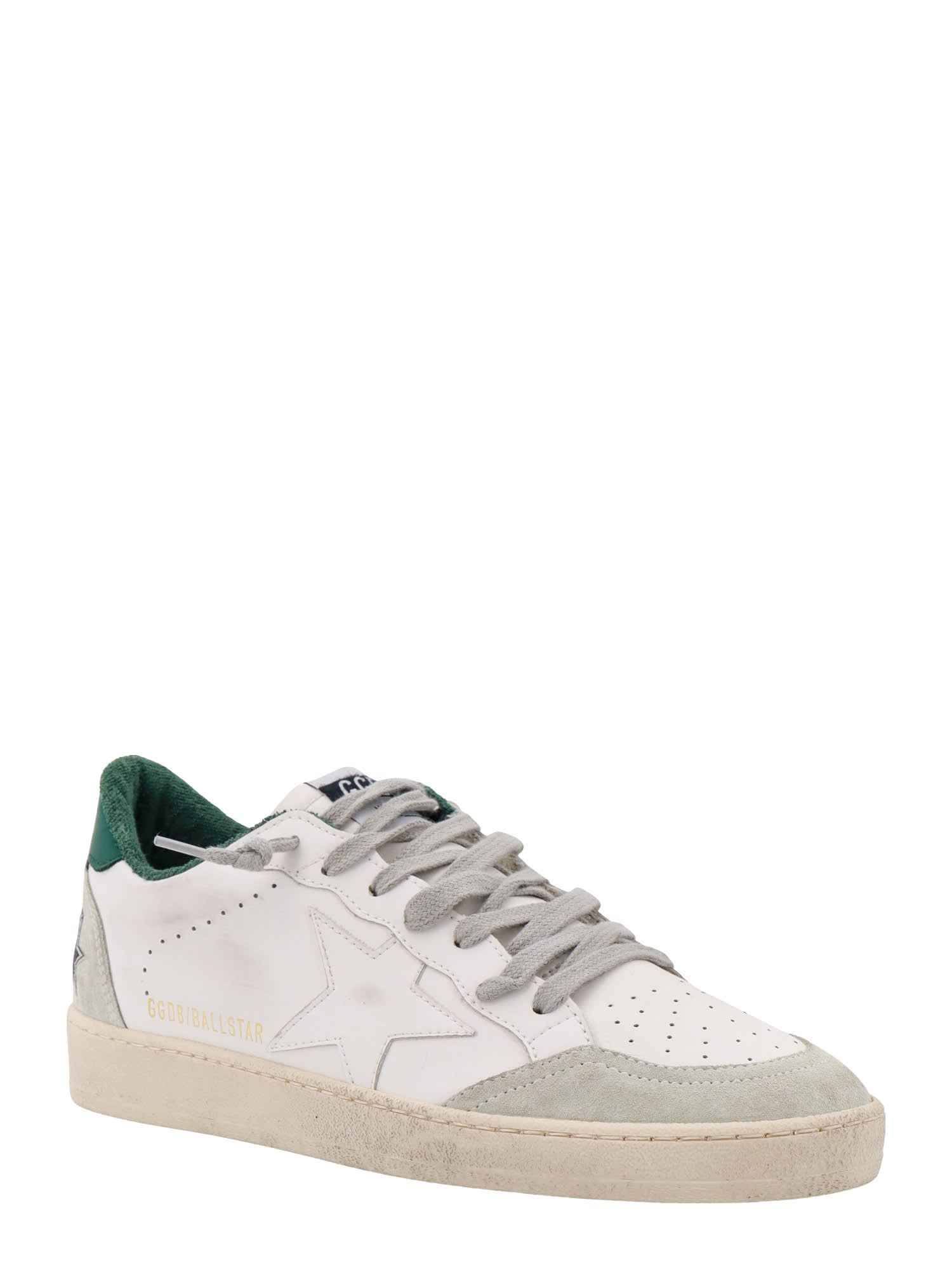 Shop Golden Goose Ball Star Sneakers In White Ice Green