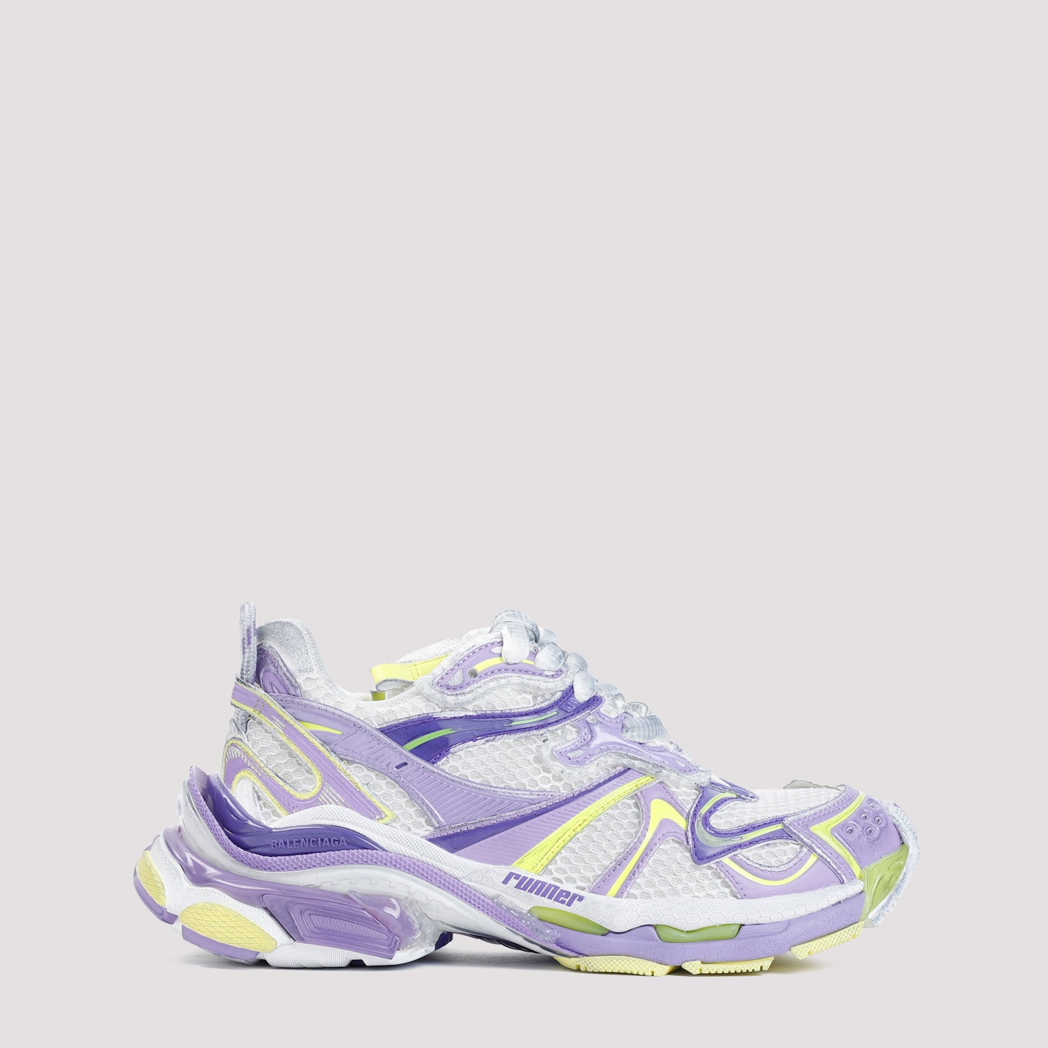 Shop Balenciaga Runner 2 Sneakers In Eggshell Lilac Yellow