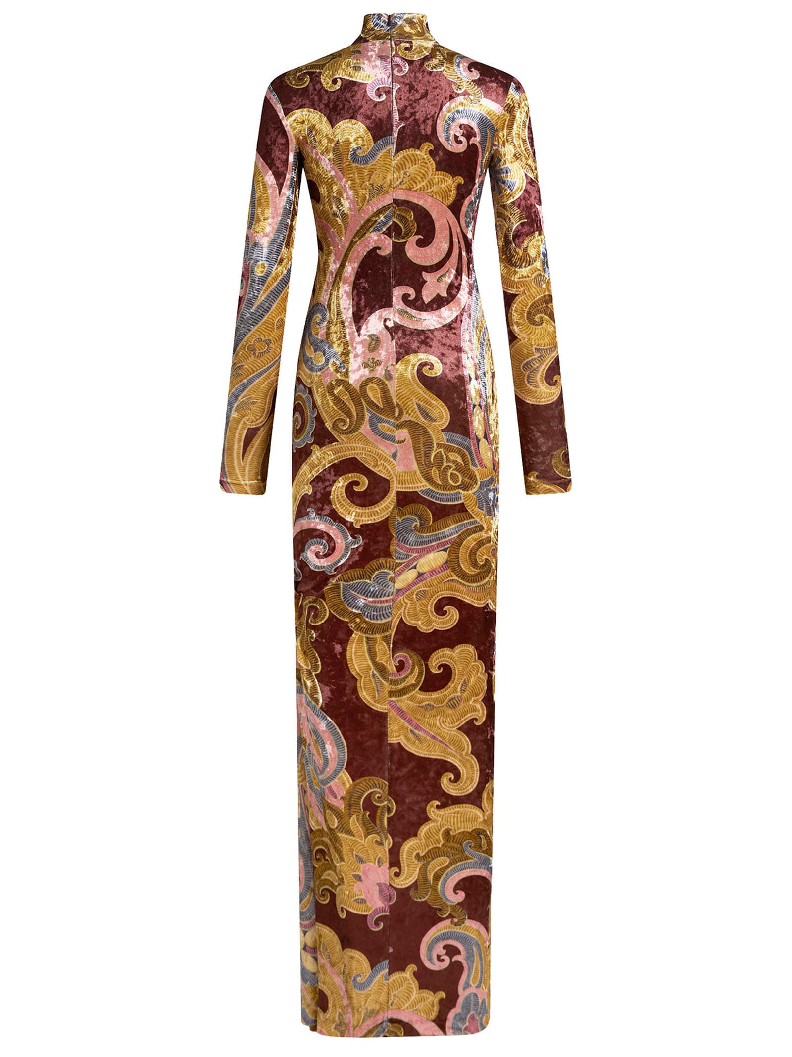 Shop Etro Long Dress In Bordeaux