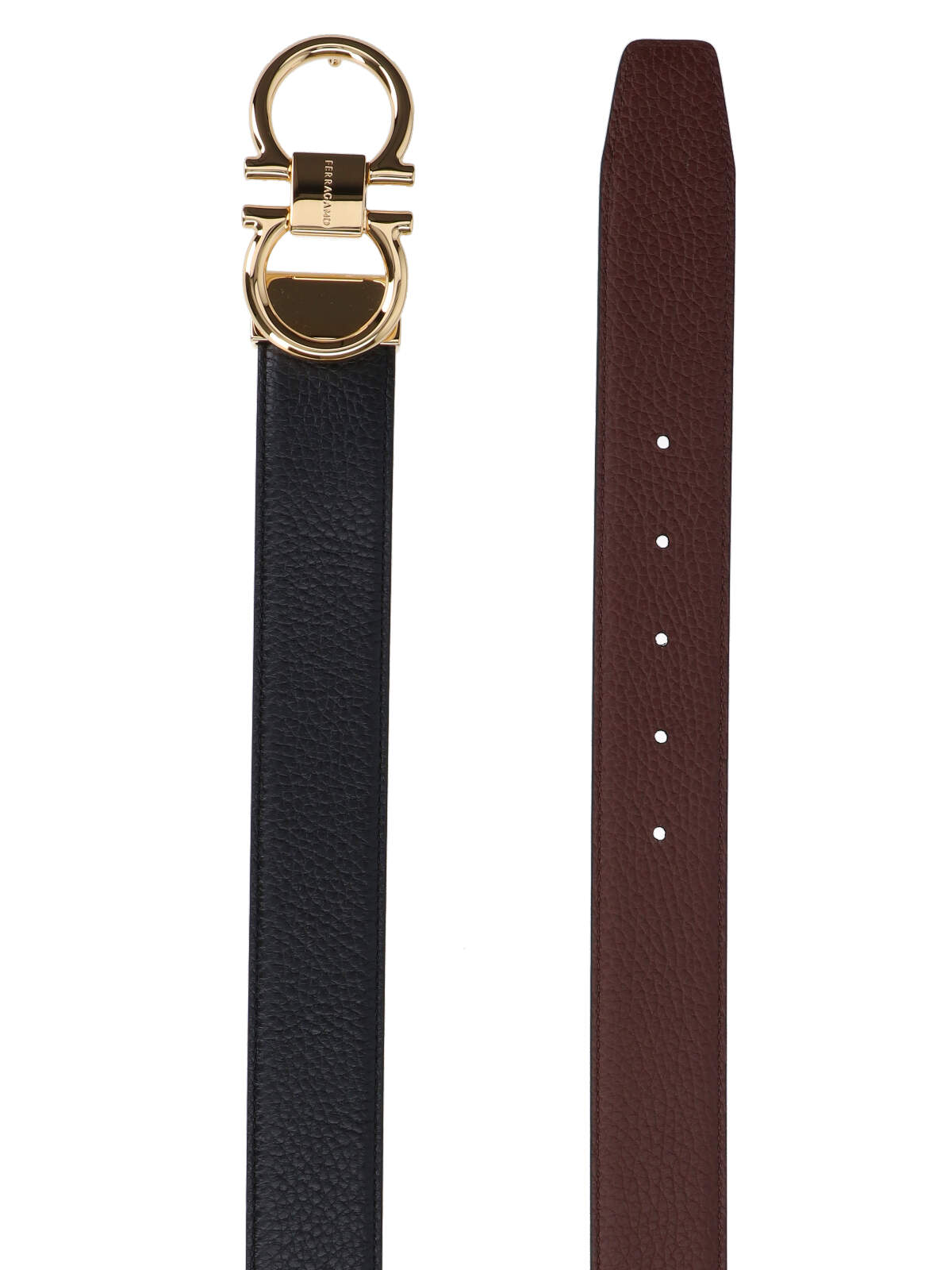 Shop Ferragamo Gancini Reversible Belt In Black