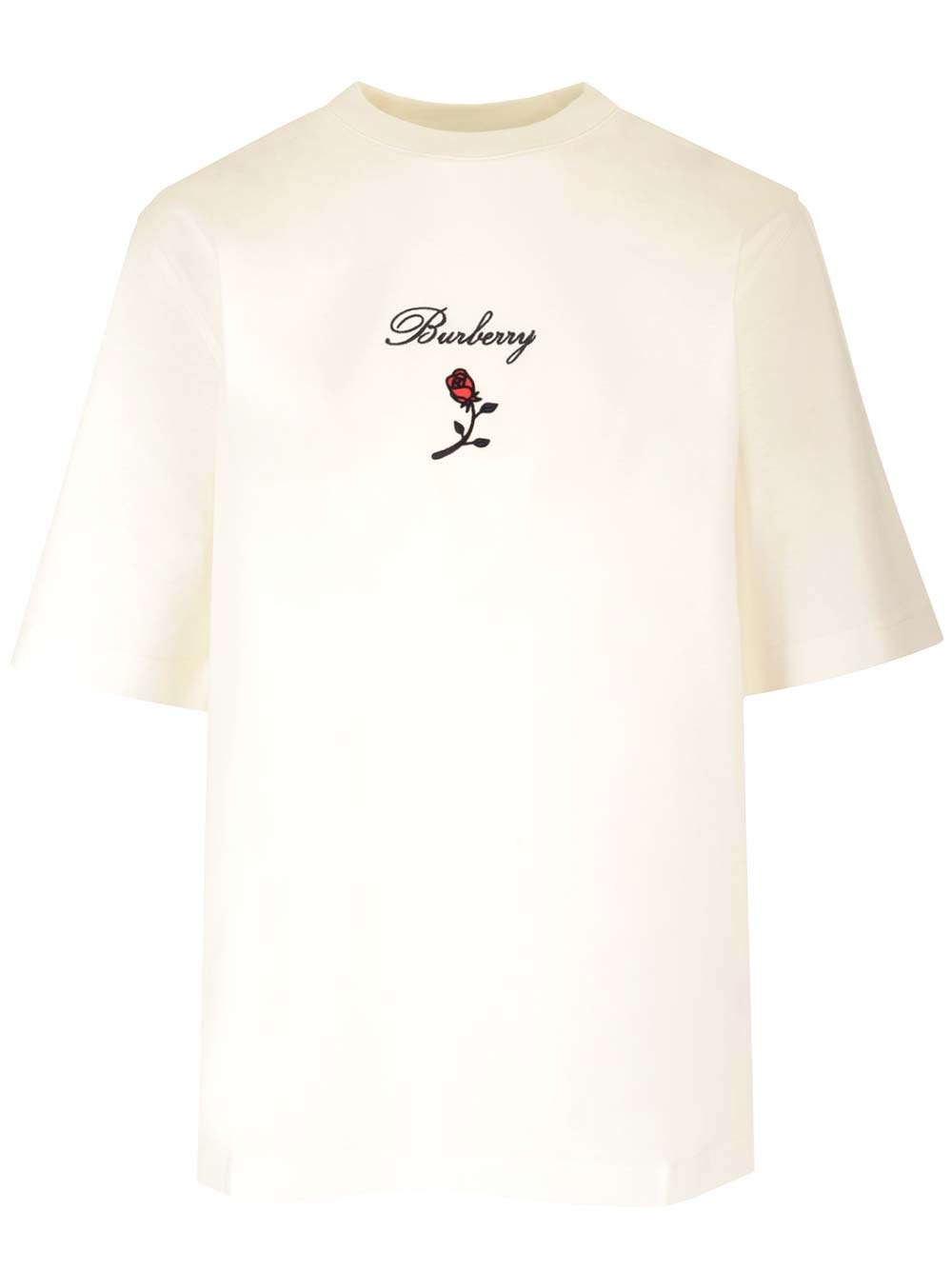 Burberry Crew Neck Floral Motif Short Sleeves T-shirt In White