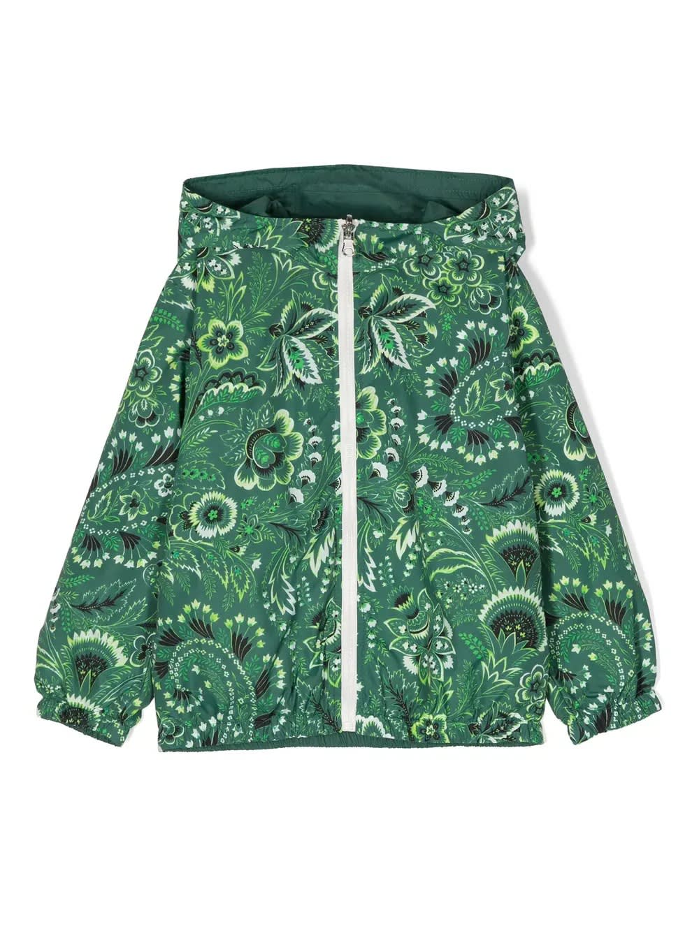 Etro Kids' Green Reversible Windbreaker Jacket With Paisley Motif