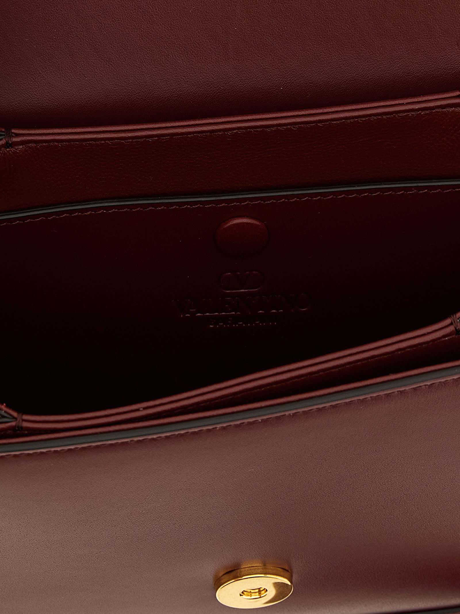 Valentino Womens Brick Ruby 9to5 Small Leather Shoulder Bag In Burgundy