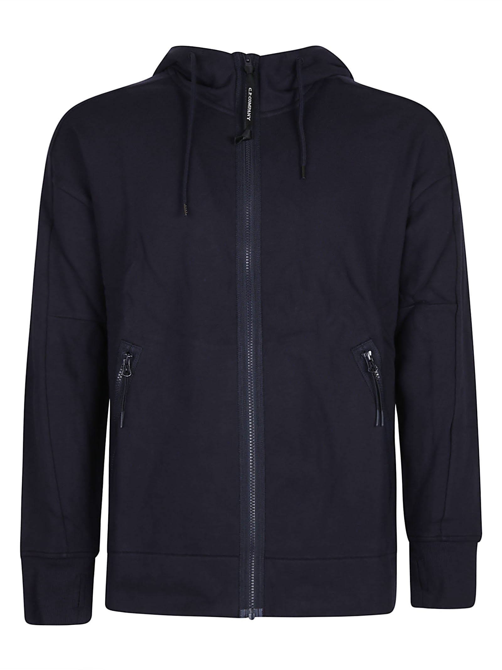 C.p. Company Diagonal Raised Fleece Google Zipped Sweatshirt In Black
