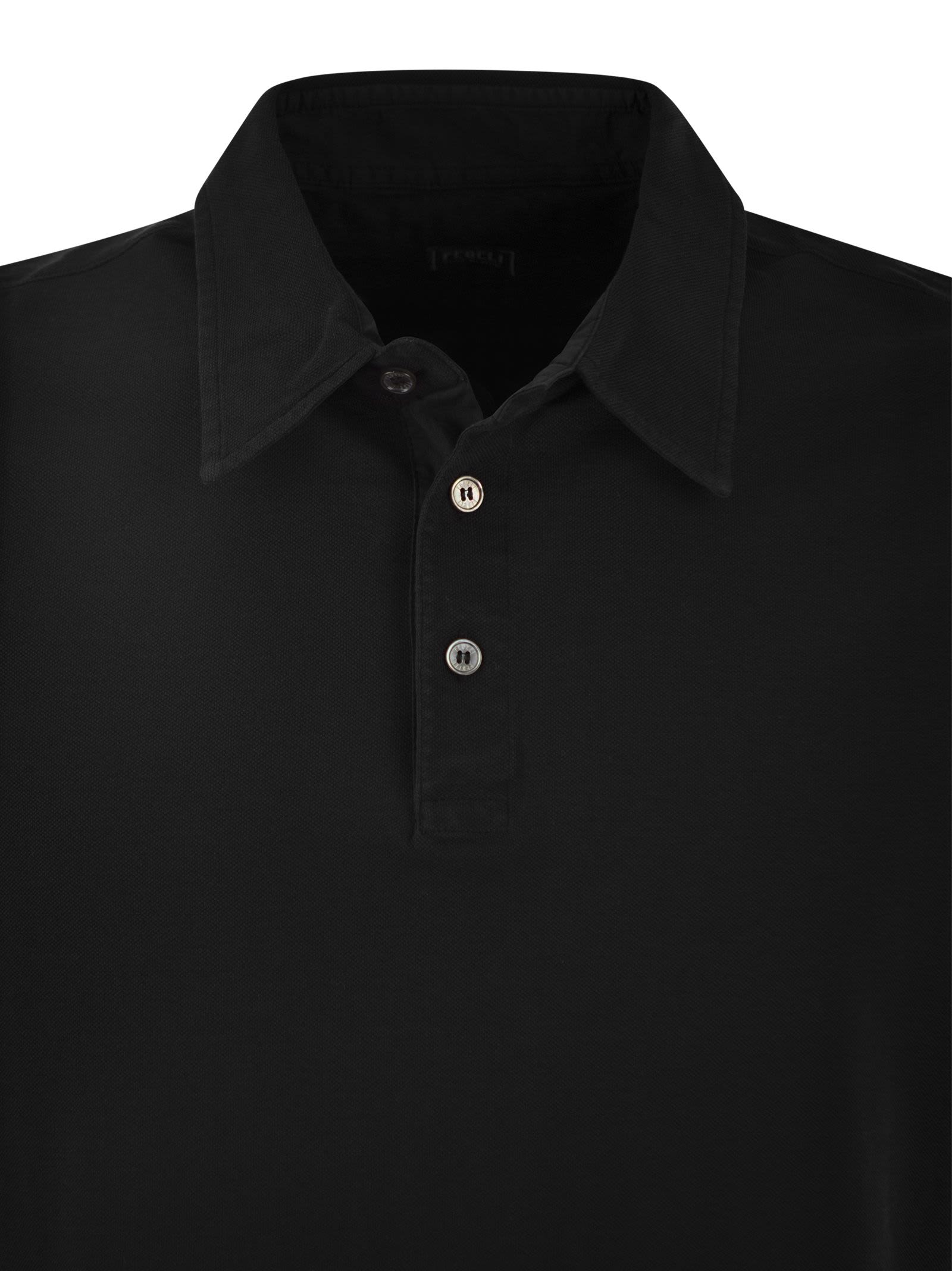 Shop Fedeli Short-sleeved Cotton Polo Shirt In Black