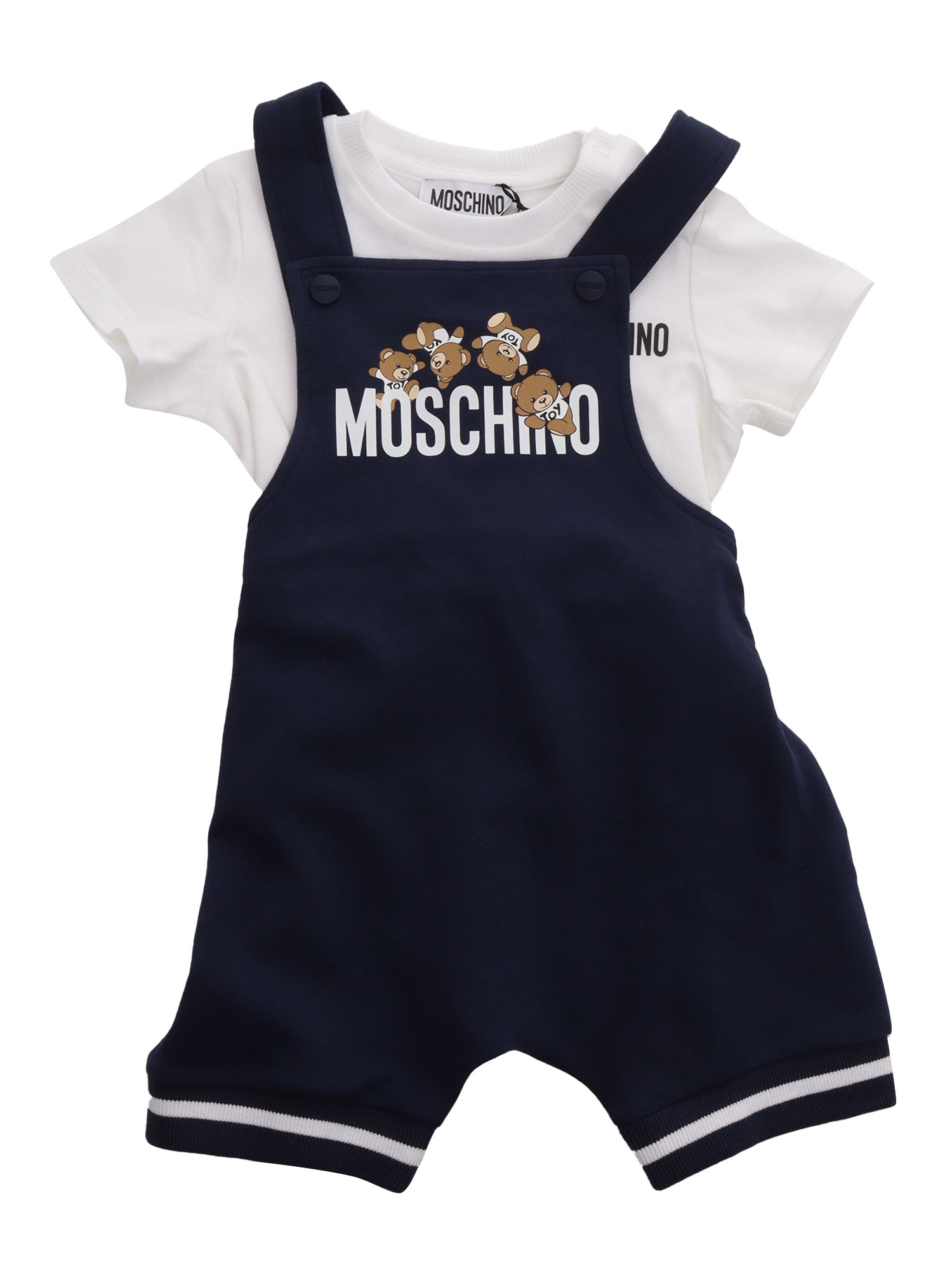 Moschino Babies'  Dungarees + T-shirt In Blue