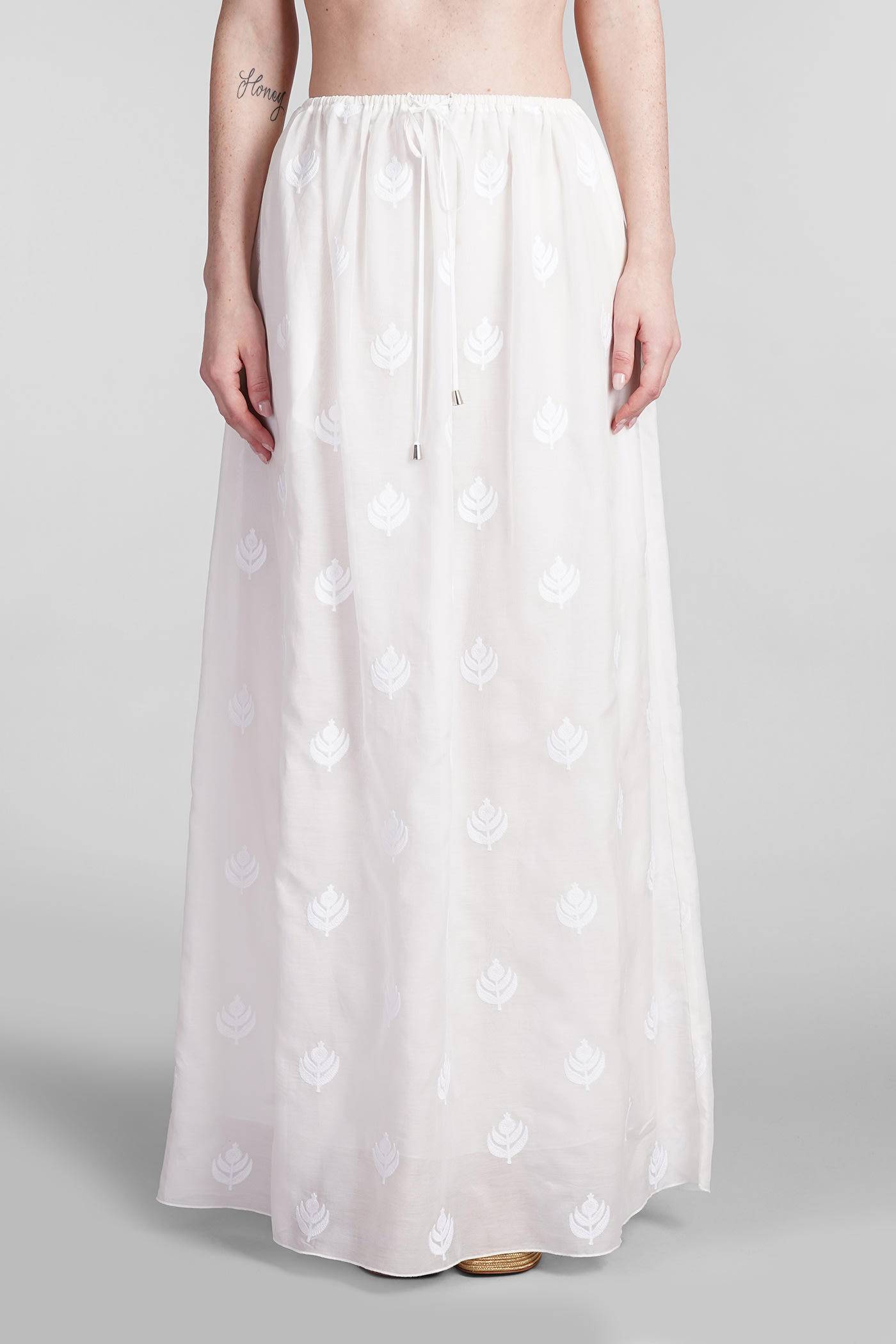 Shop Holy Caftan Gown Lev Skirt In White Cotton