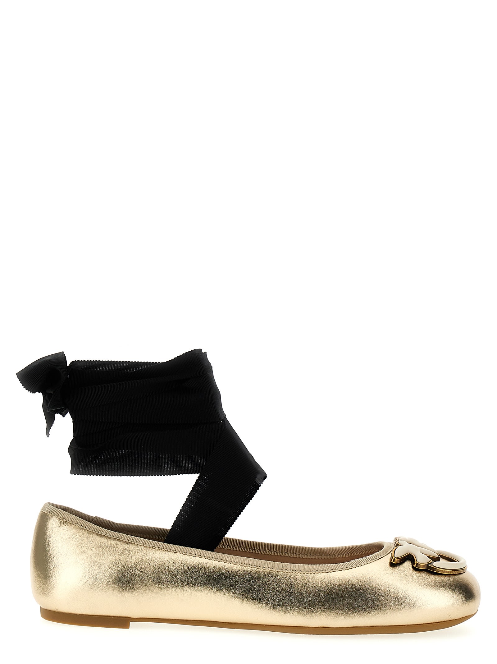 Shop Pinko Gioia 02 Ballet Flats In Gold