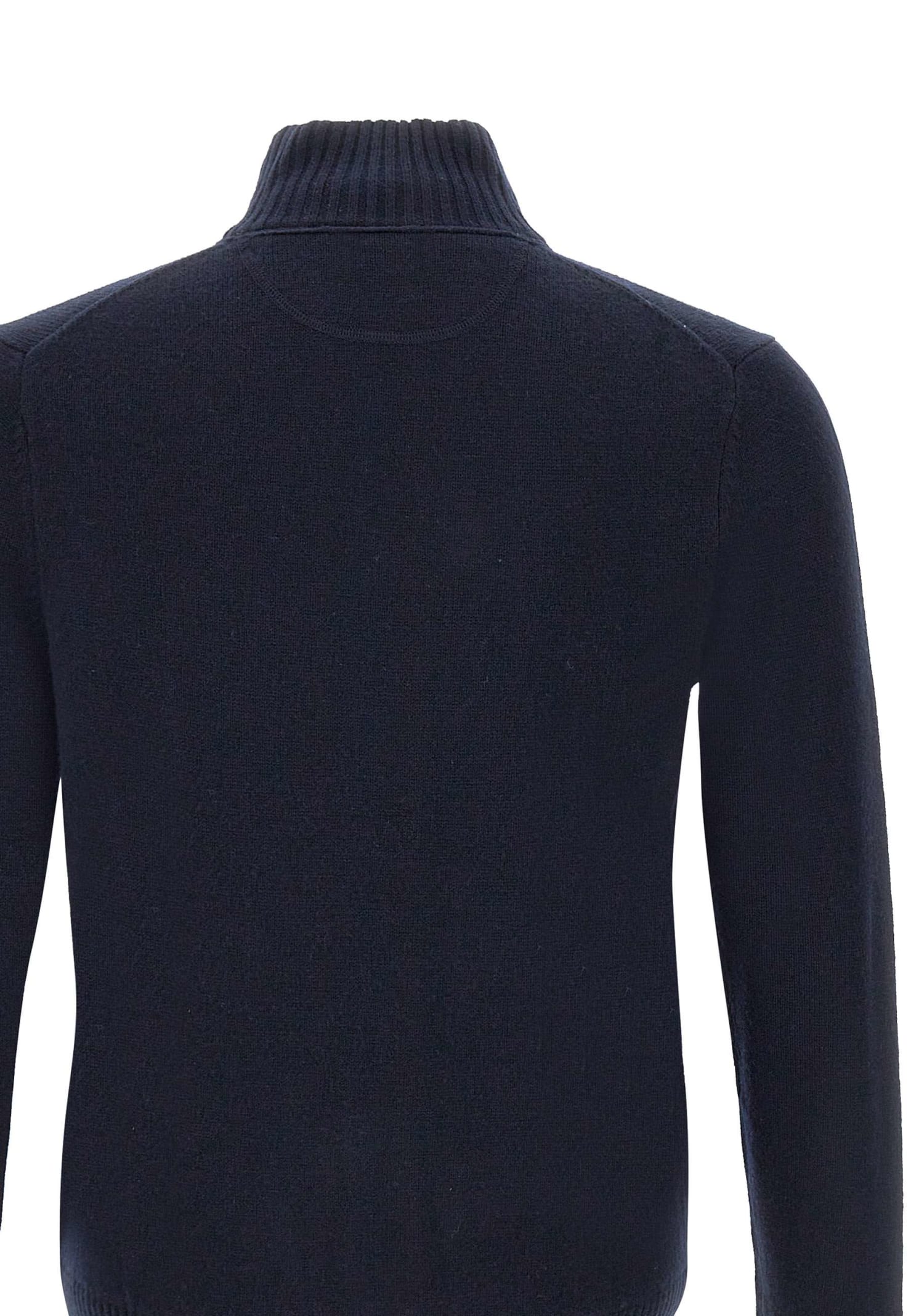 Shop Sun 68 Solid Color Wool, Viscose And Cashmere Cardigan Cardigan In Navy Blue