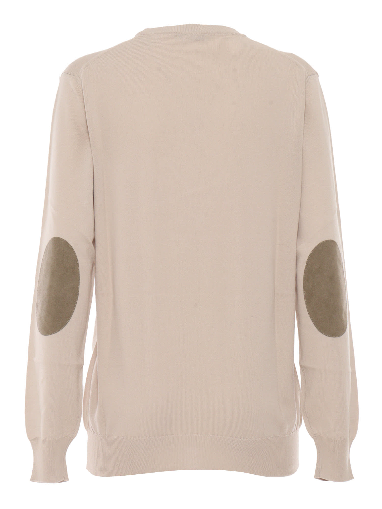 Kangra Cashmere Short Sleeve Sweater With Alcantara Patch In Beige