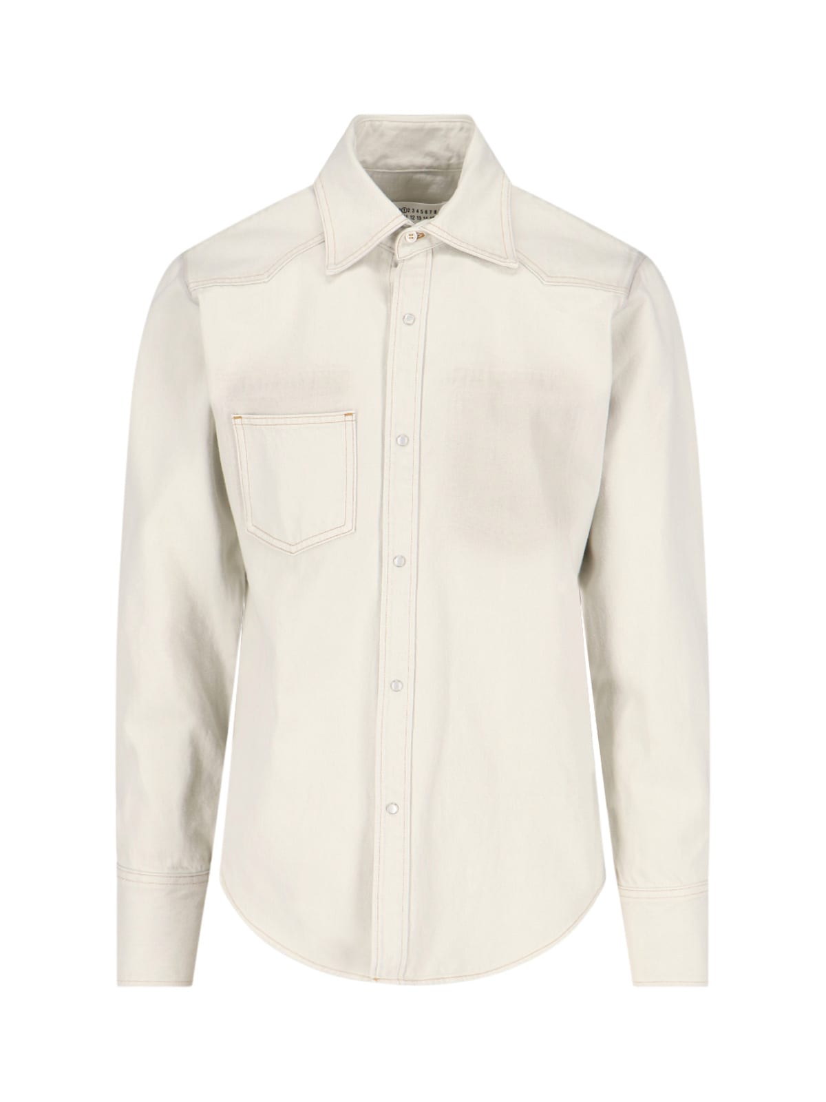 Shop Maison Margiela Denim Shirt In White