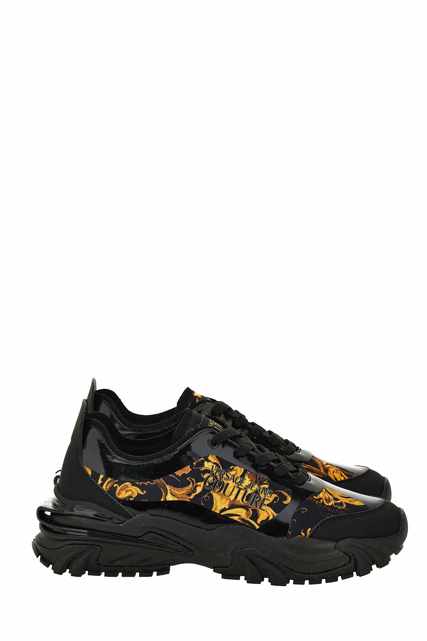Versace Jeans Couture Watercolor Couture-print Sneakers In Black