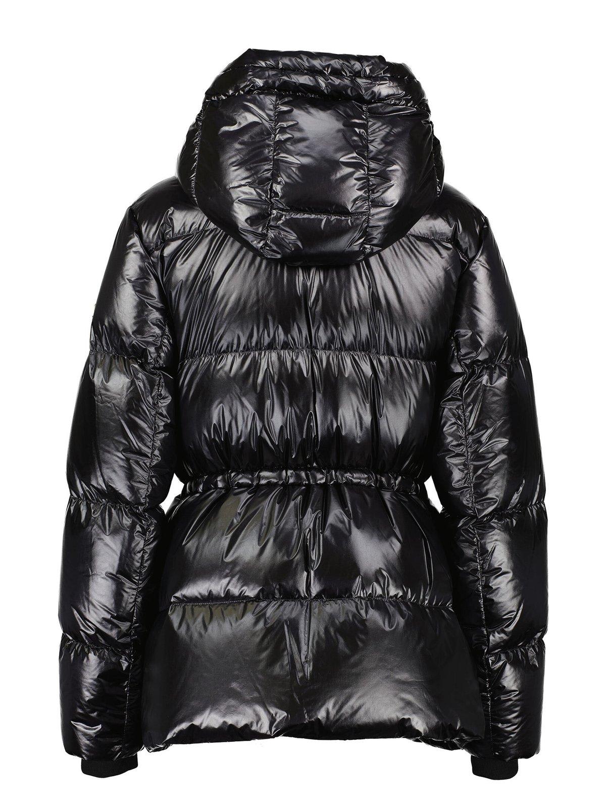 Shop Moose Knuckles Hooded Zip-up Down Jacket In Black