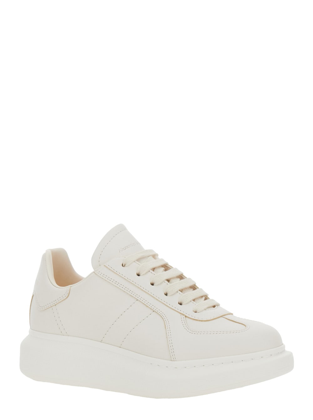 Alexander Mcqueen White Sneakers With Logo Patch On The Tongue And Embossed Logo On The Heel In Leather Woman