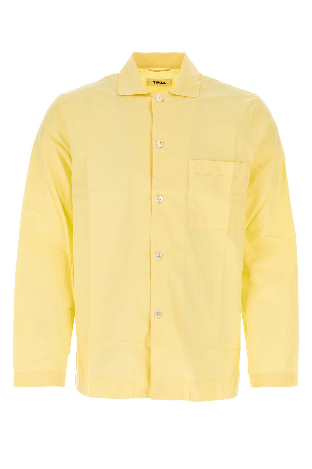 Shop Tekla Yellow Cotton Pyjama Shirt