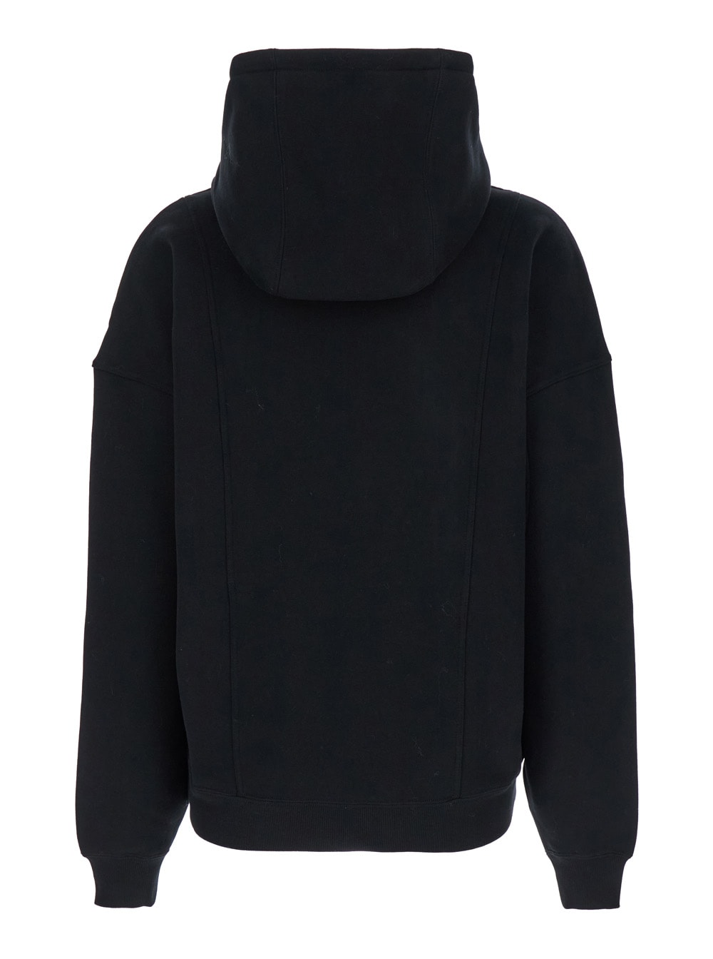 Shop Saint Laurent Black Hoodie With Kangaroo Pocket And Logo Lettering In Cotton Woman