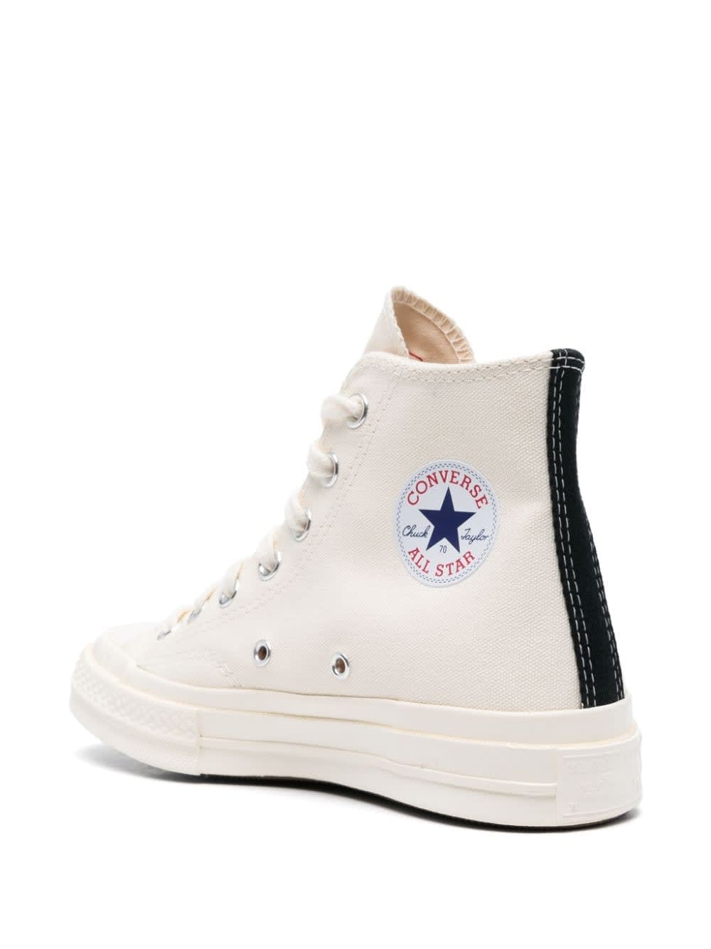 Comme Des Garçons Chuck Taylor Red Heart Sneakers In White