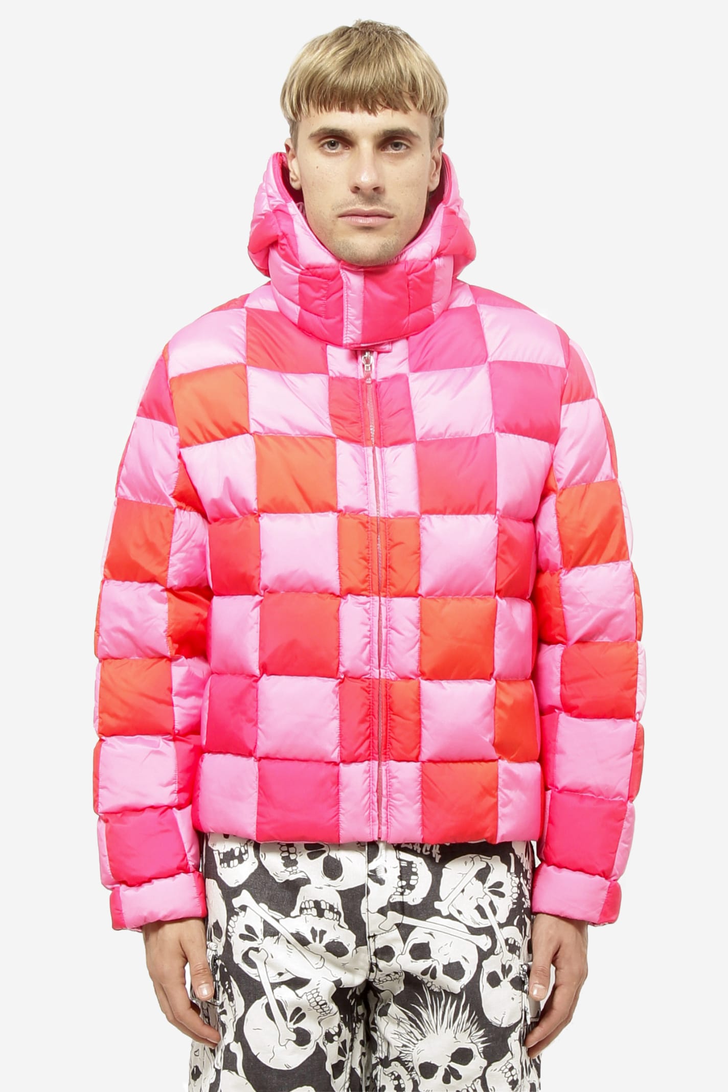 ERL Gradient Checker Hooded Puffer Jacket