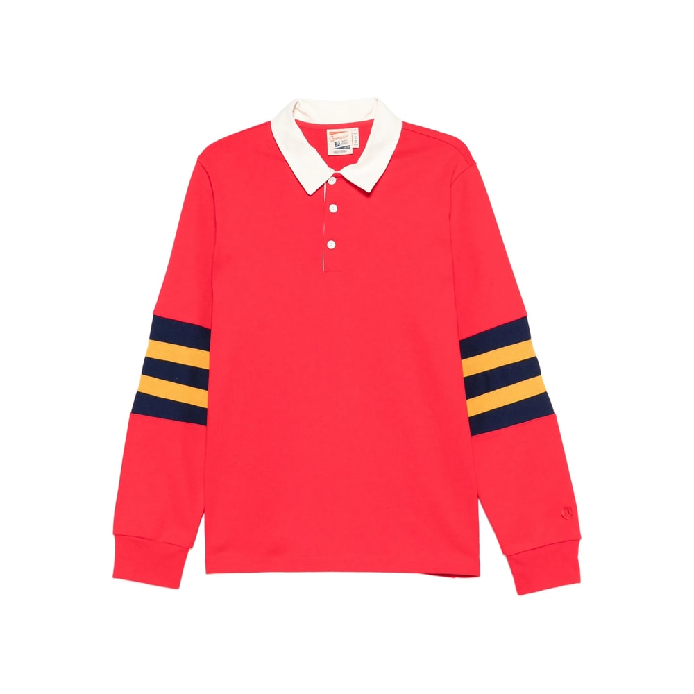 Champion Stripe-detail Long-sleeve Polo Shirt In Red