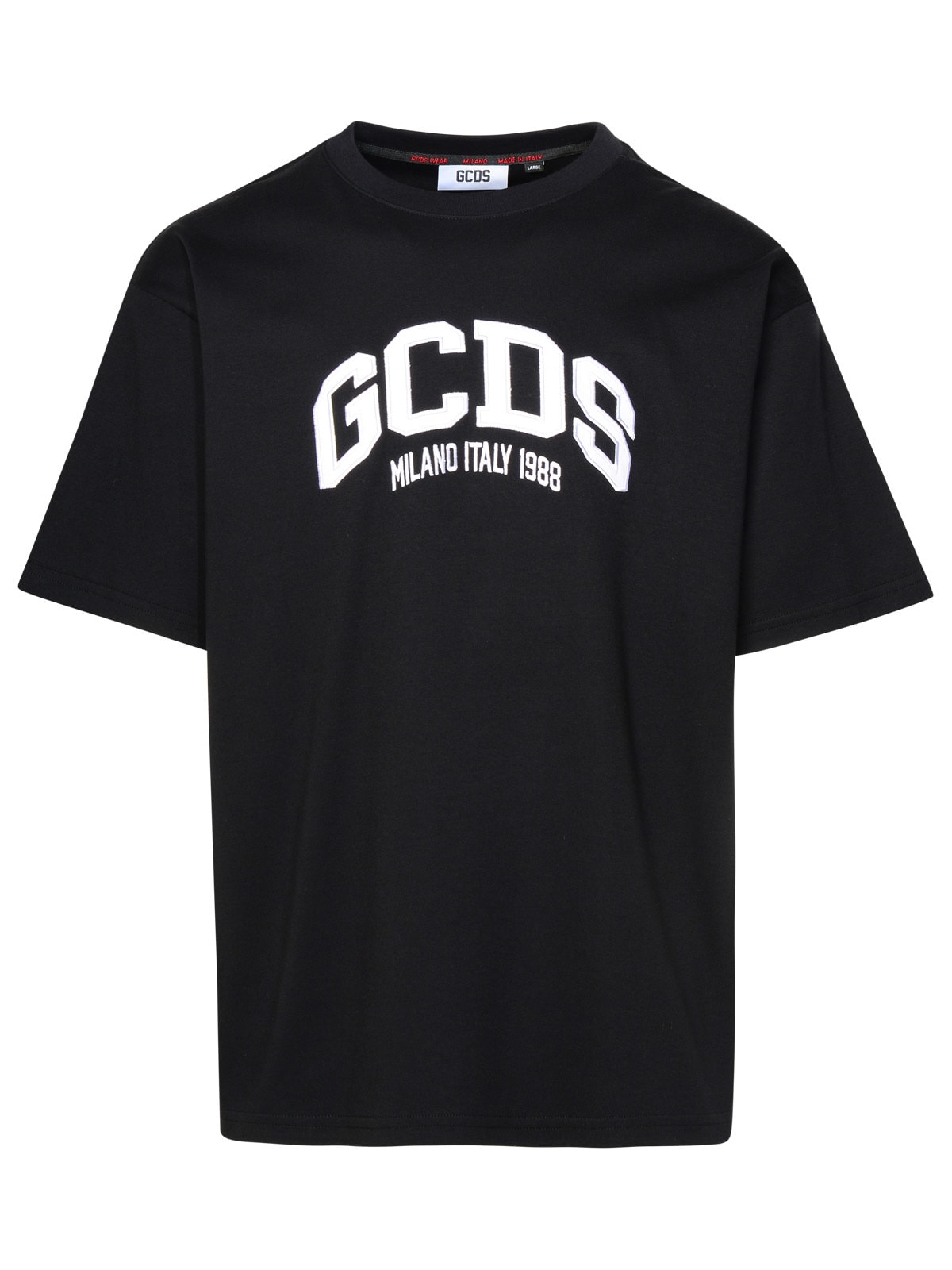 Shop Gcds Black Cotton T-shirt In Nero