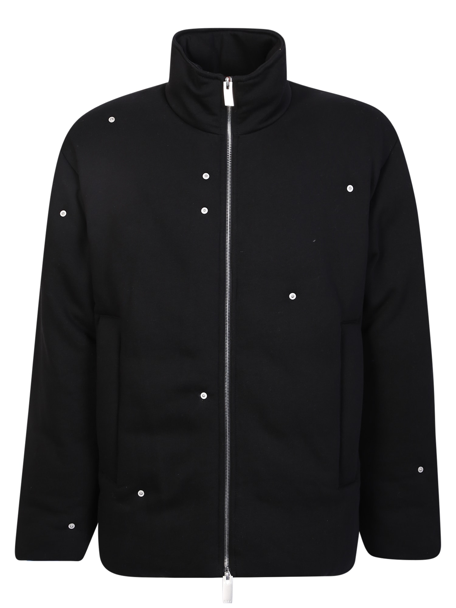 Black Fleece Down Jacket With Buttons