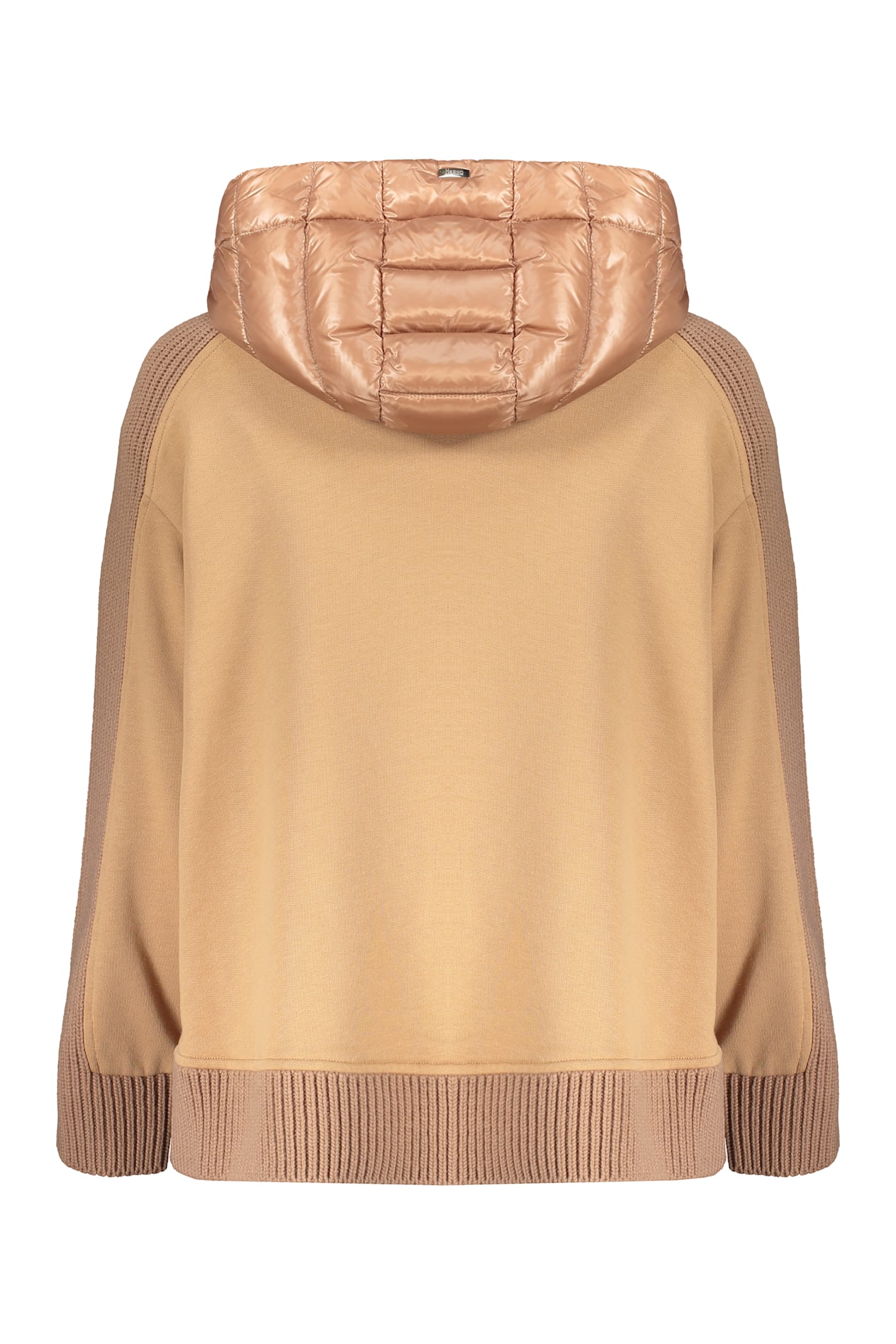 Herno Zippered Sweatshirt-cardigan In Camel