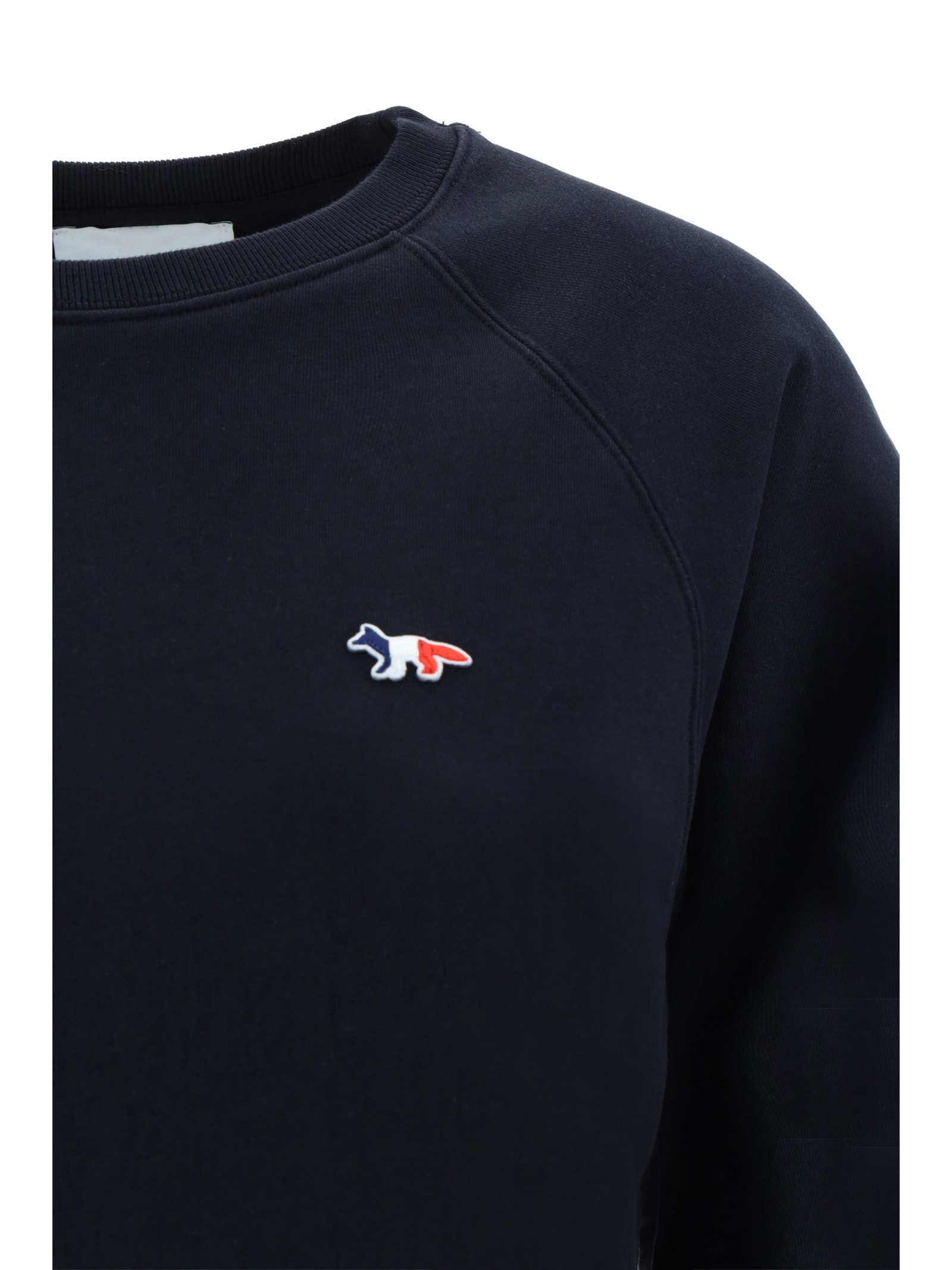 Shop Maison Kitsuné Tricolor Fox Sweatshirt In Black