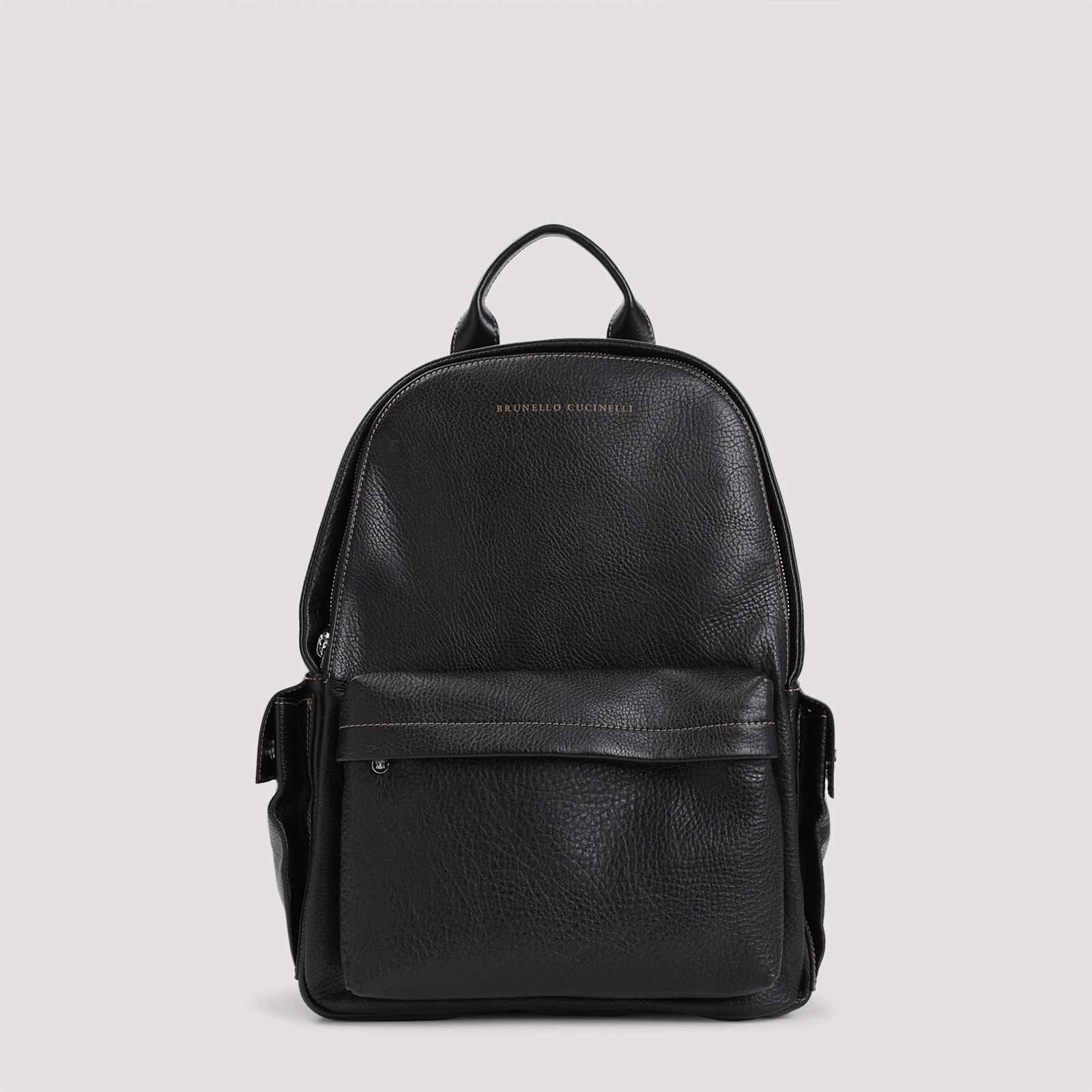 Brunello Cucinelli Grained Leather Backpack In Nero
