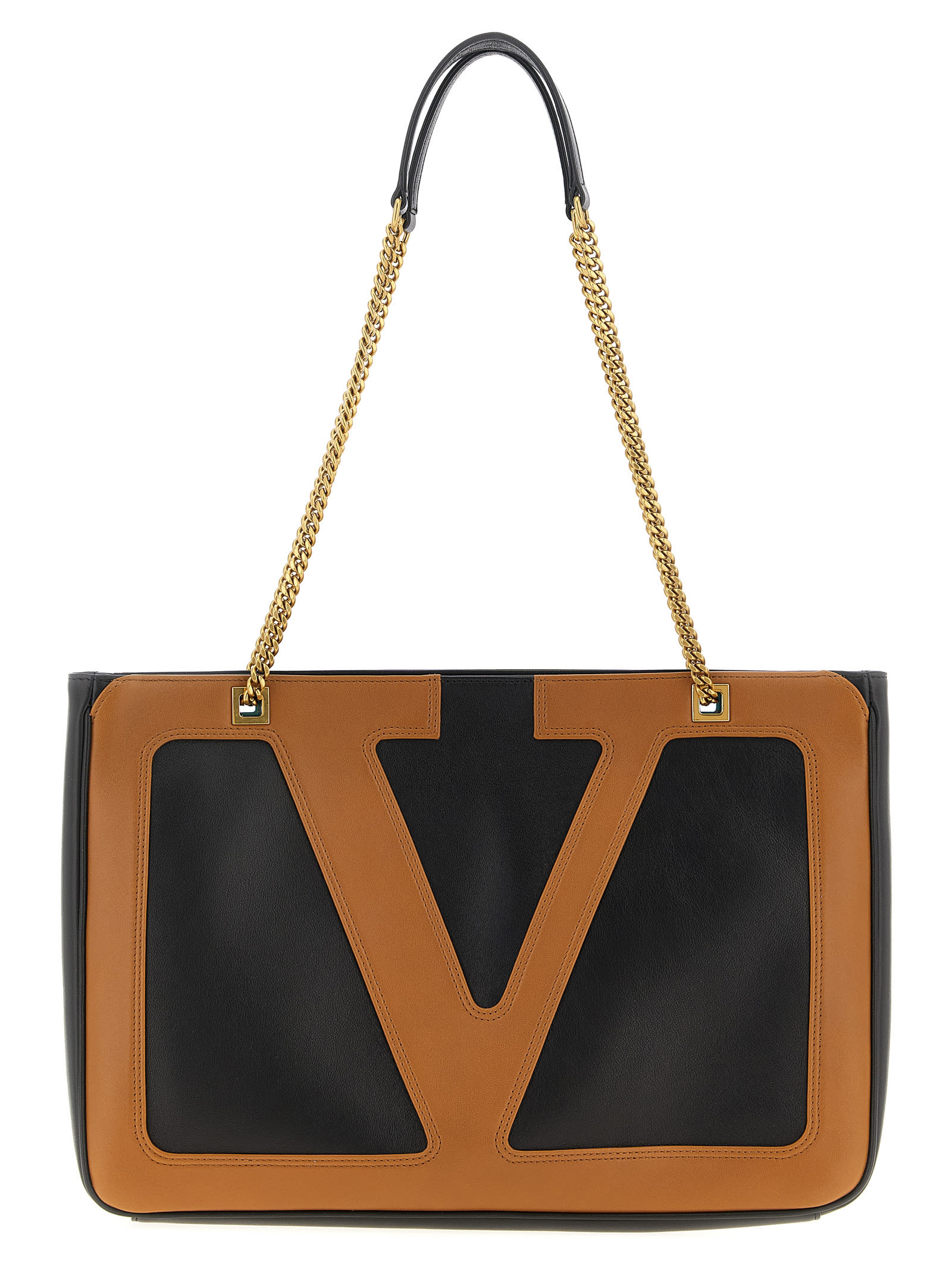 Valentino Garavani Viva Superstar Midi Shopping Bag In Brown