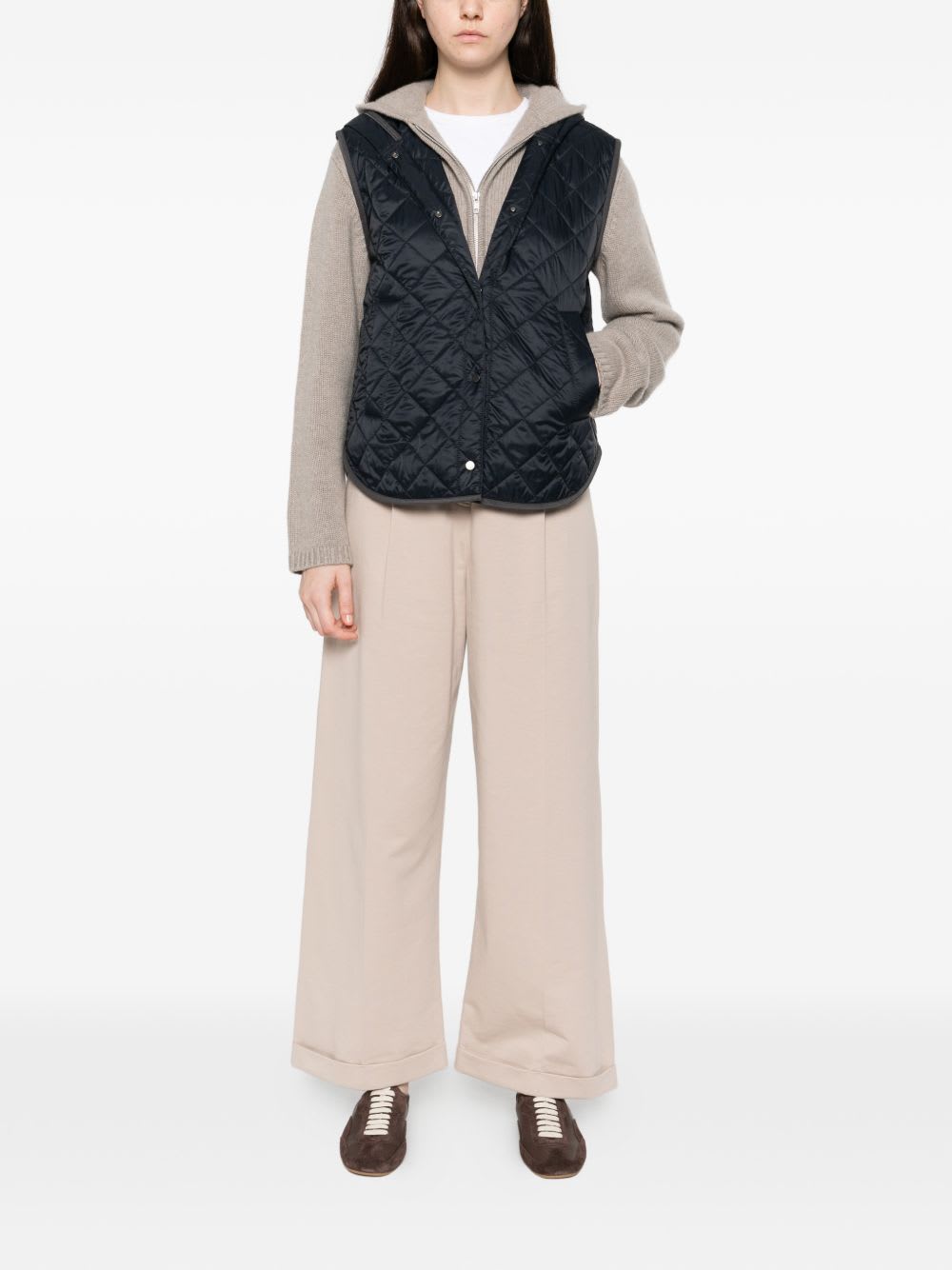 Brunello Cucinelli Quilted Nylon Down Vest In Multi