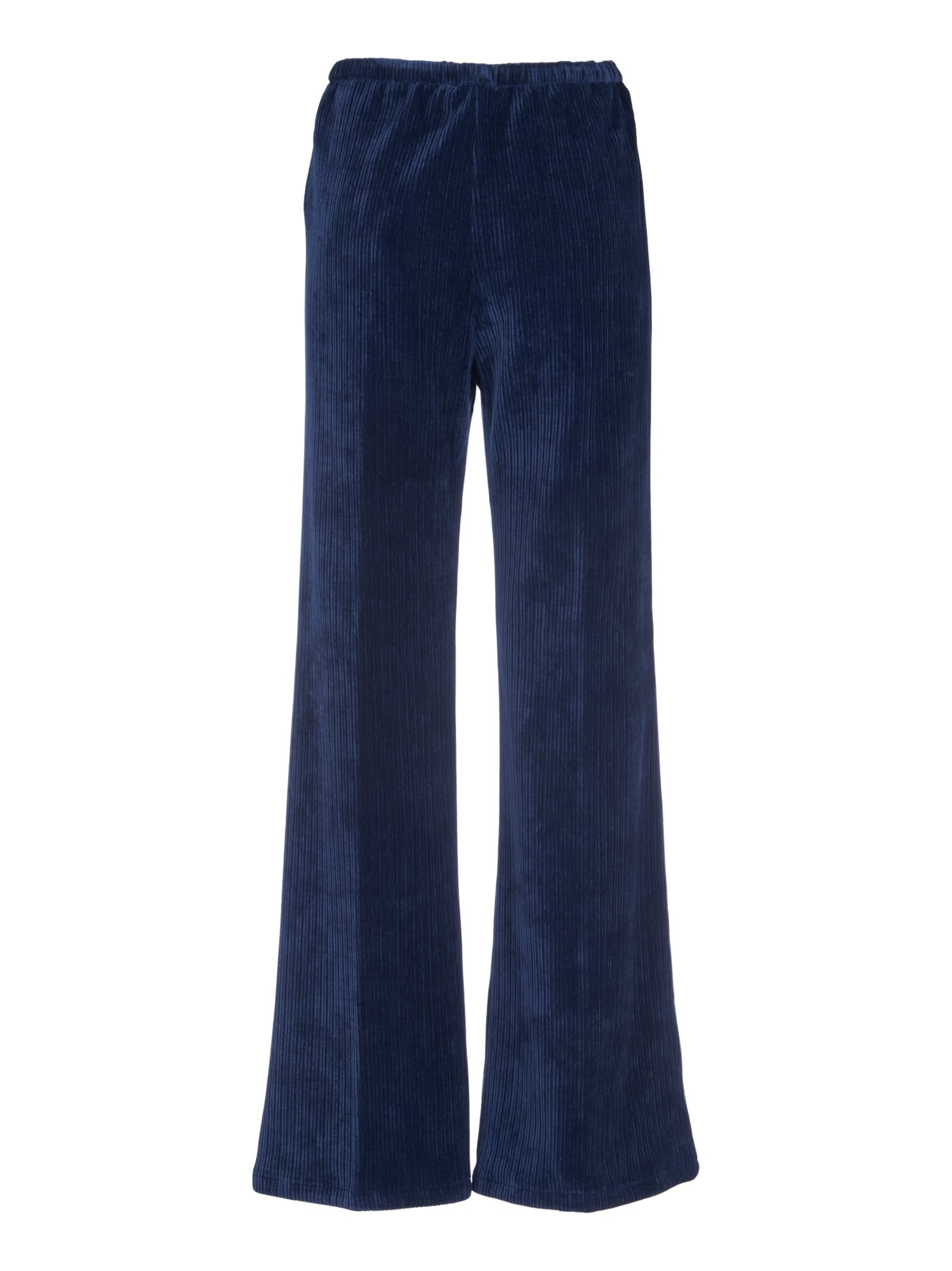 Shop Forte Forte Elastic Waist Flared Knit Trousers In Ink