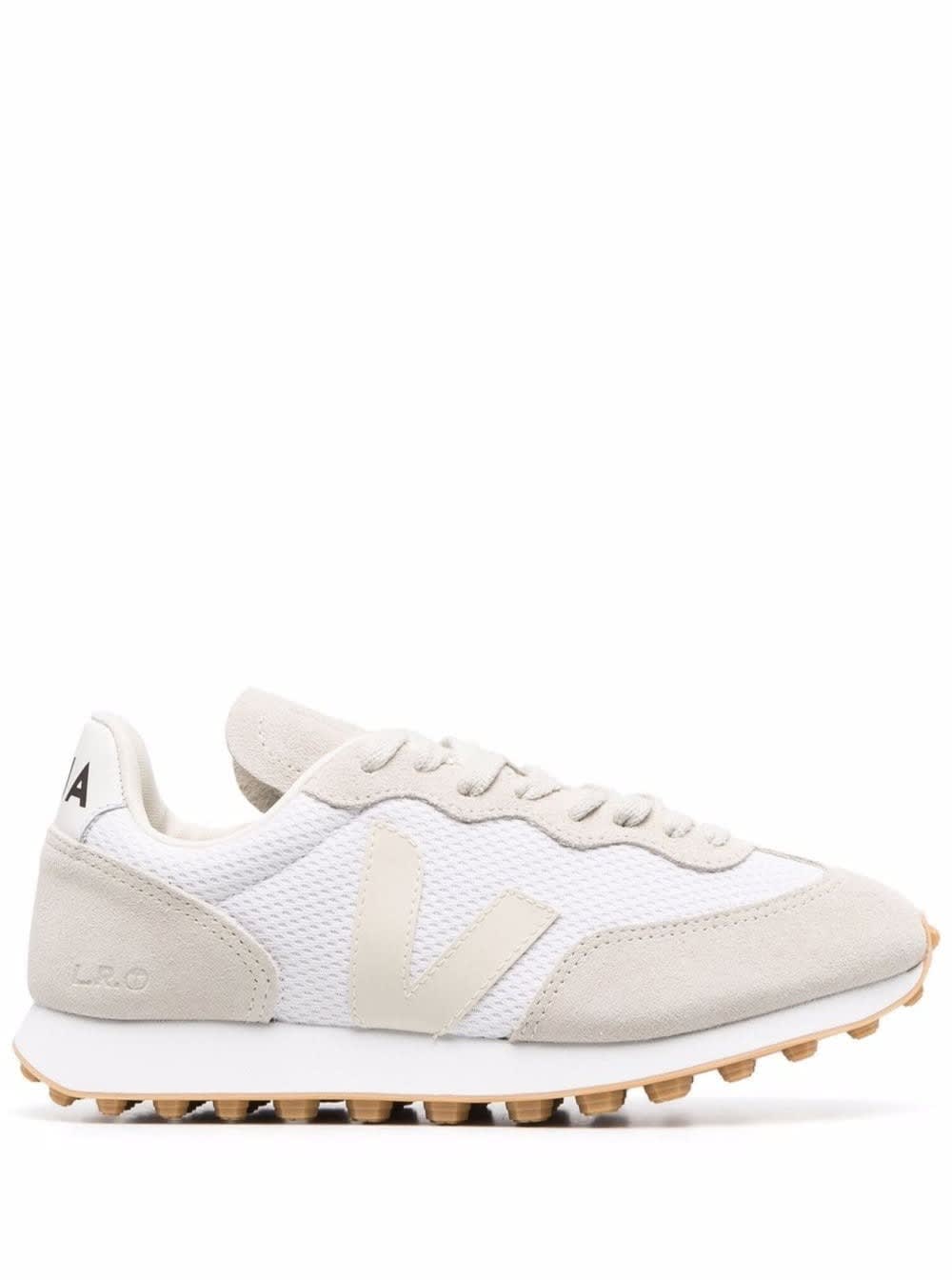 Shop Veja Alveo Recycled Fabric And Suede Sneakers In White Natural