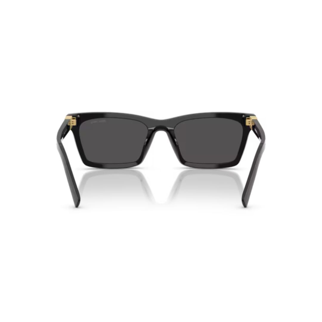 Miu Miu Angular Black Sunglasses With Rectangular Lenses In 16k08z