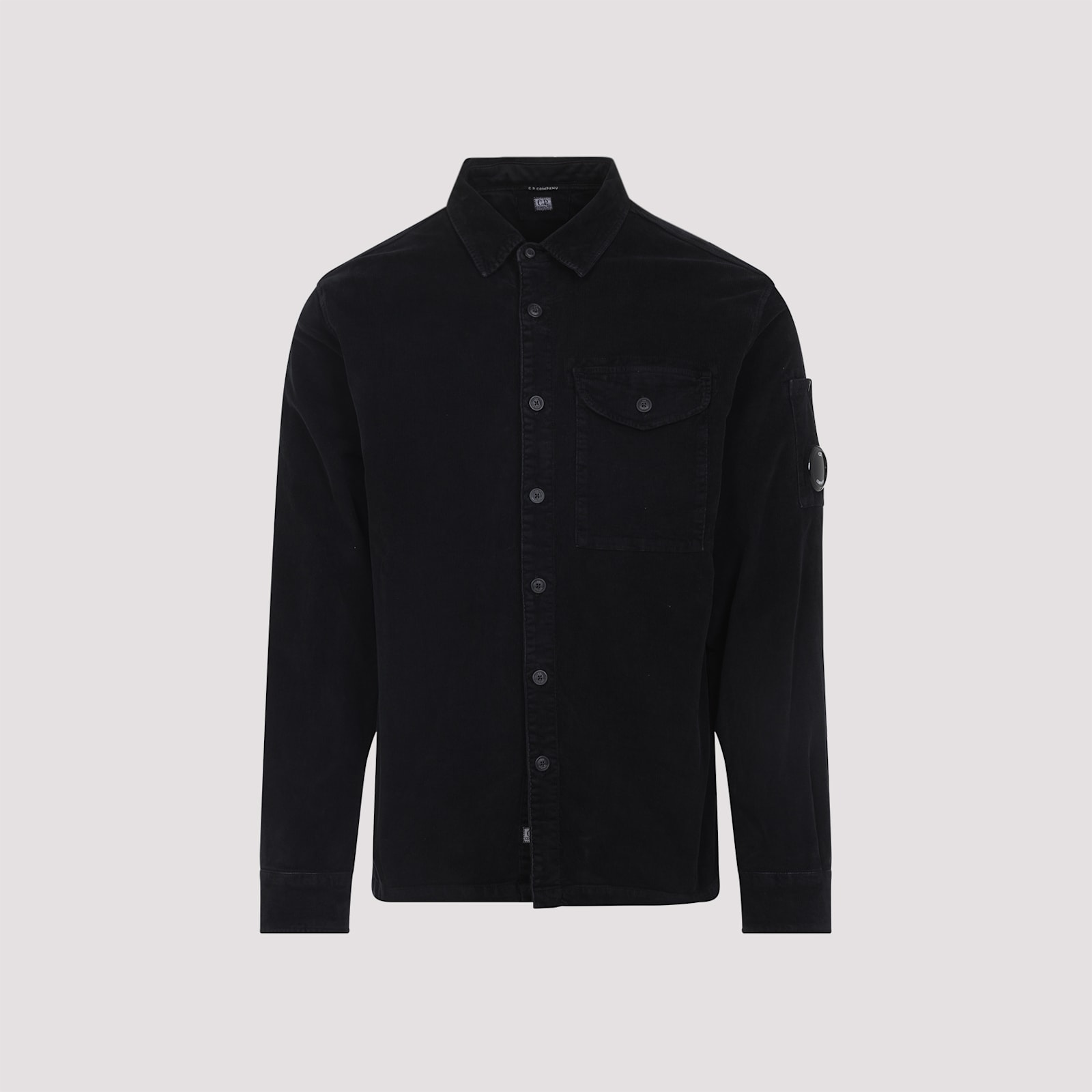 C.p. Company Corduroy Shirt With Chest Pocket And Long Sleeves In Black