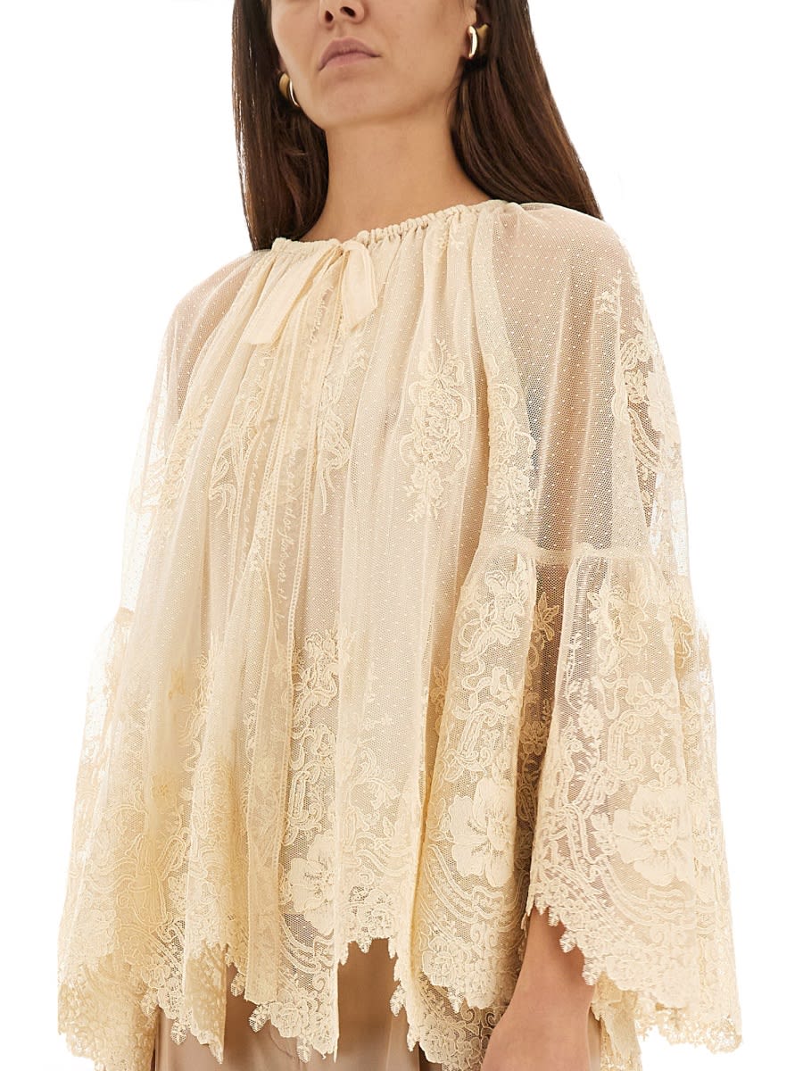 Zimmermann Hypnotic Tiered Lace Blouse In White