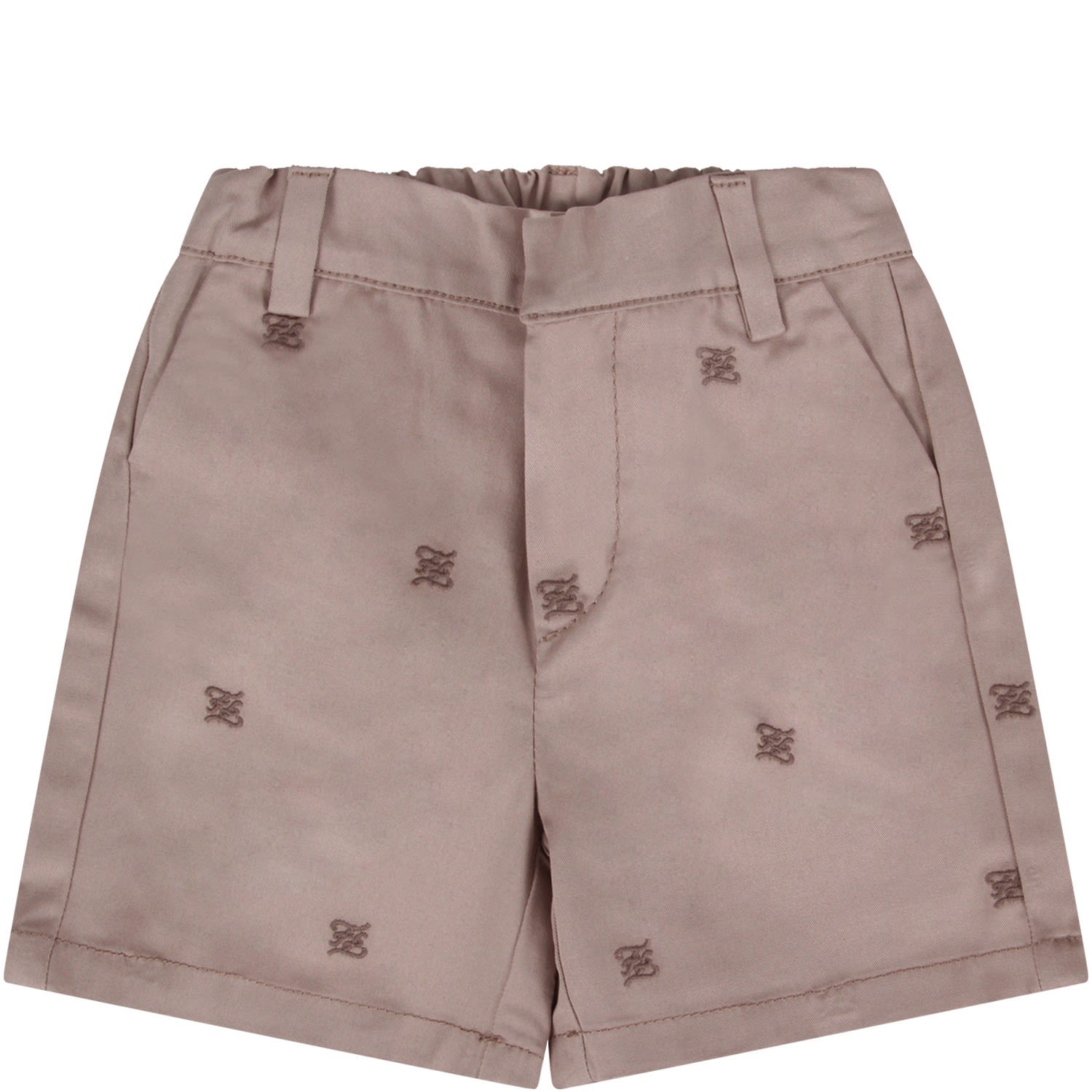 Fendi Beige Short With Double Ff For Babyboy