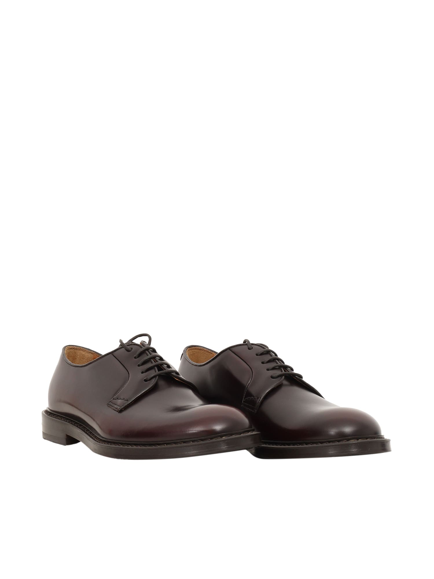 Shop Doucal's Derby (cu) Horse Burgundy+brown Sole In Red