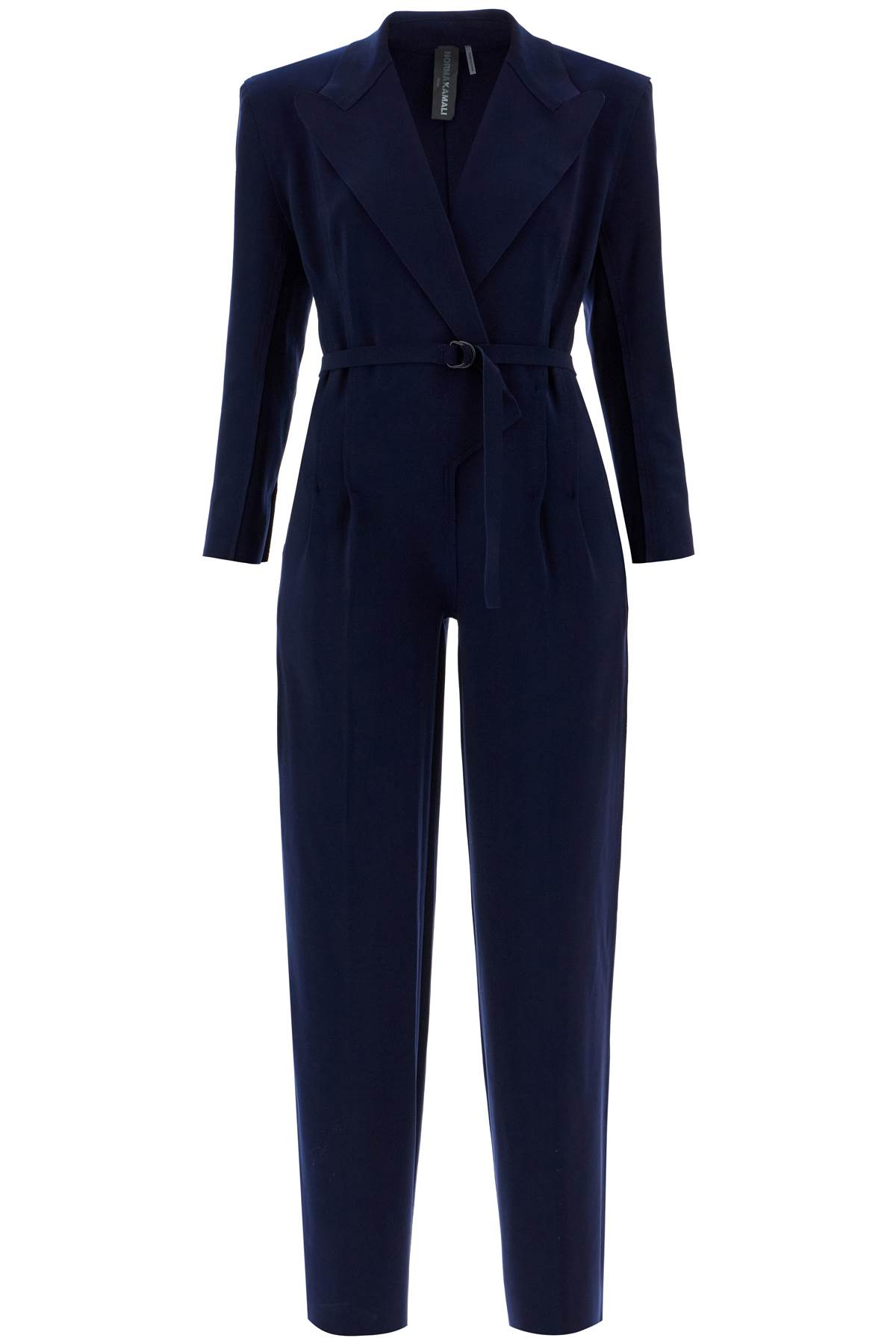 Shop Norma Kamali Double-breasted Straight Leg Jumpsuit In True Navy (blue)