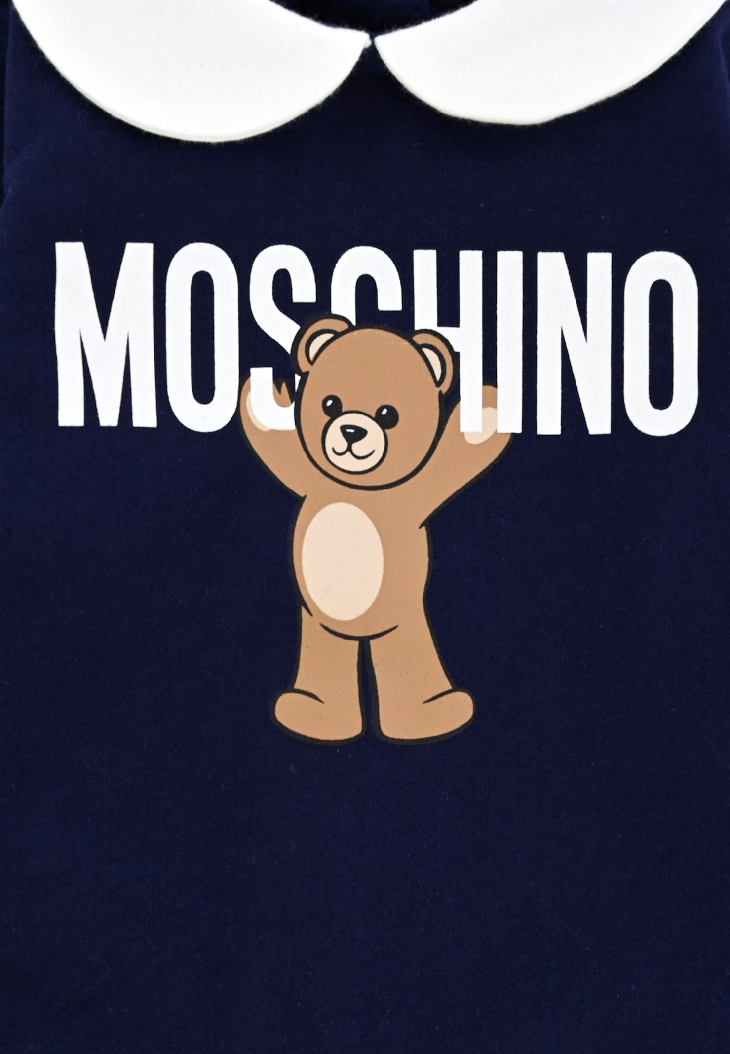 Moschino Blue Babygrow For Baby Boy With Teddy Bear In Blue