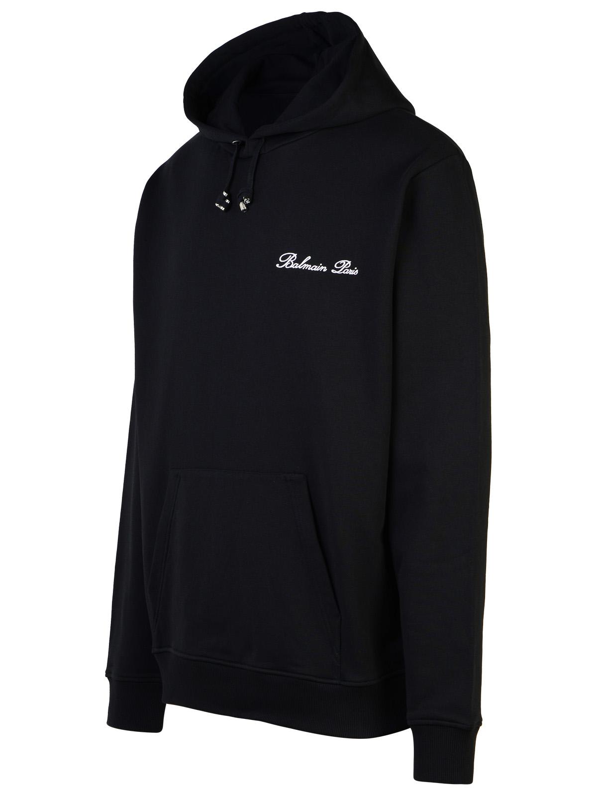 Shop Balmain Signature Black Cotton Sweatshirt