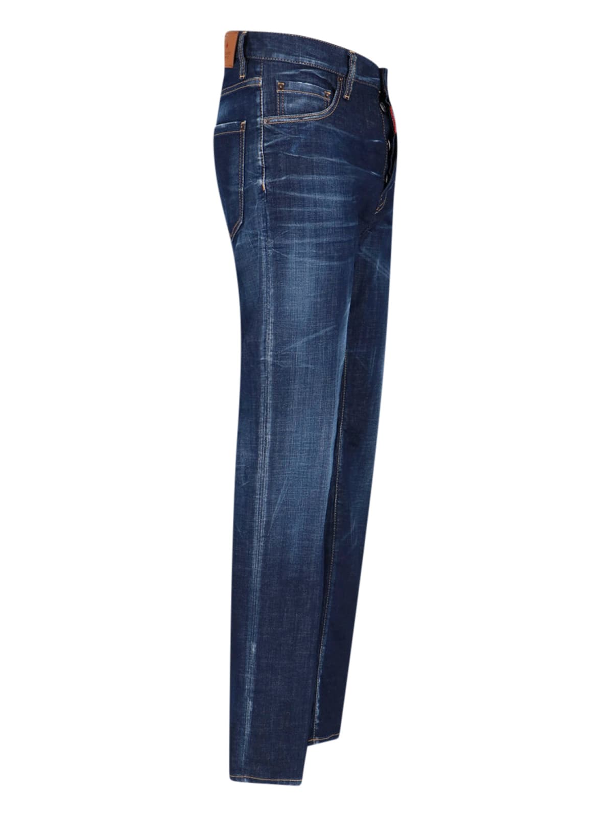 Dsquared2 Blue Jeans With Belt Loops And Logo Patch On The Rear In Blu